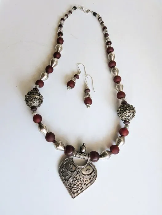 Silver, Metal, Glass beads - Parure - Rajasthan (India)
