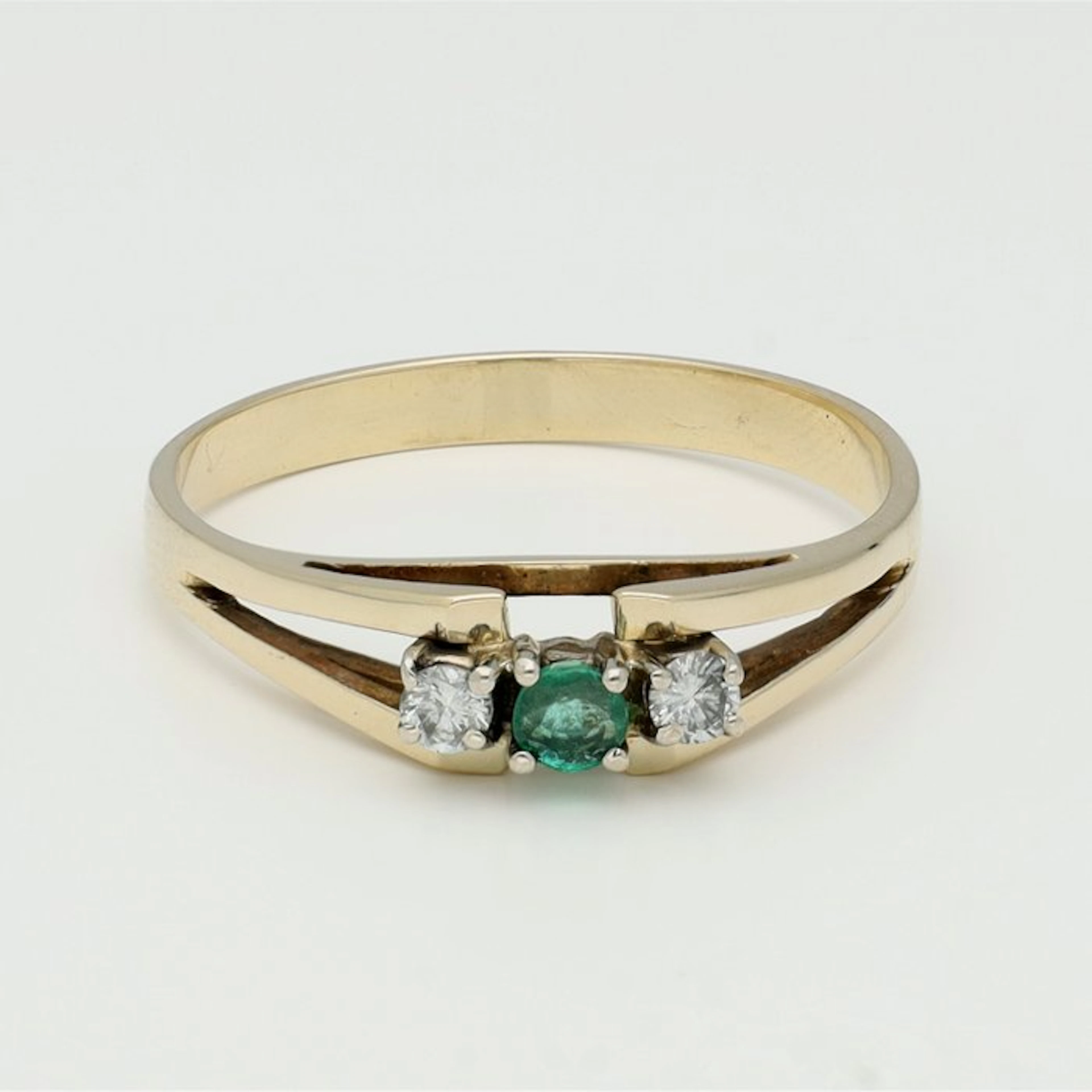 Ring - 14 kt. Yellow gold Diamond (Natural) - Emerald
