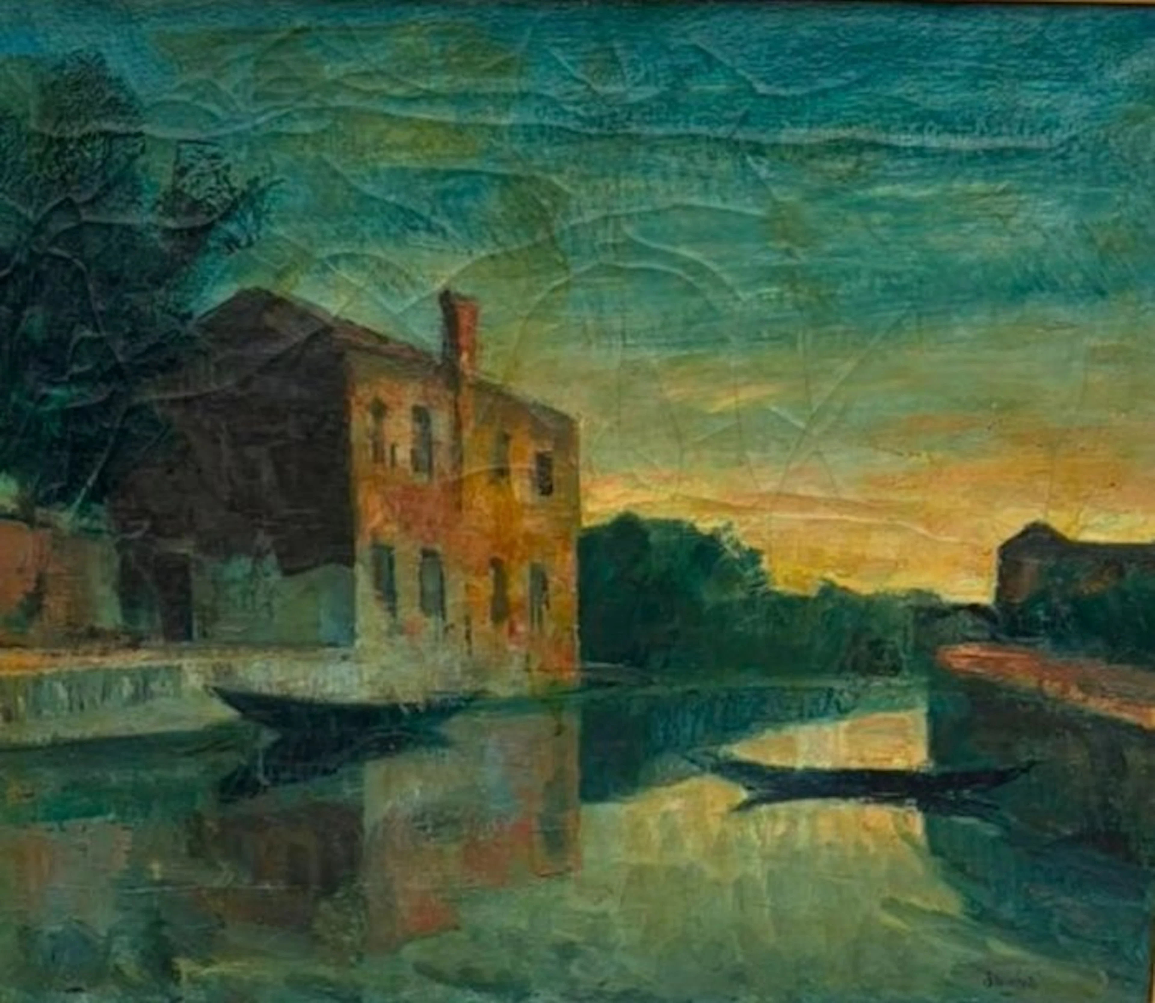 Luigi Brambati (1925-1983) - Veduta di un canale di Venezia