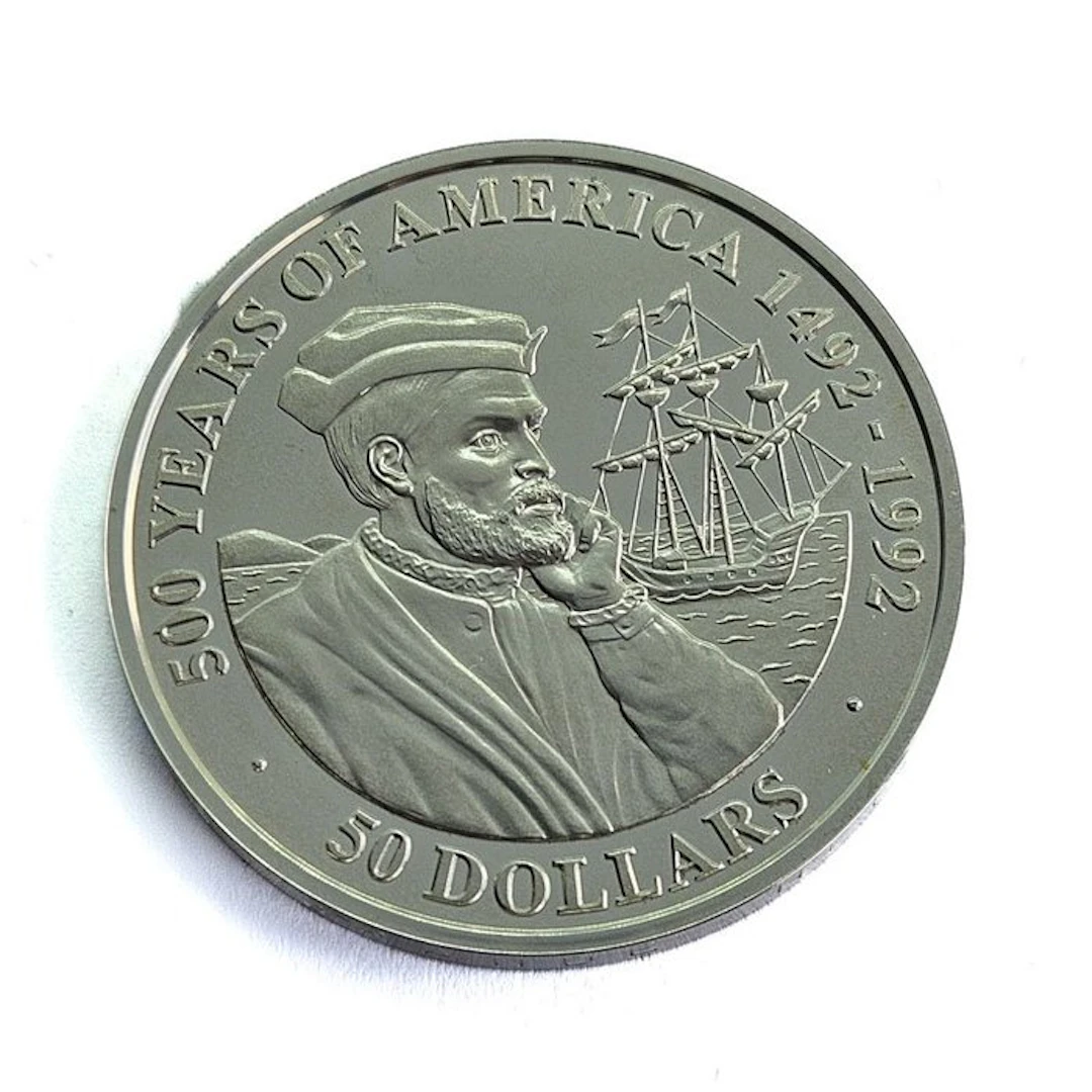 Cook Islands. 50 Dollars 1990 Jacques Cartier / 500 Years of America Series
