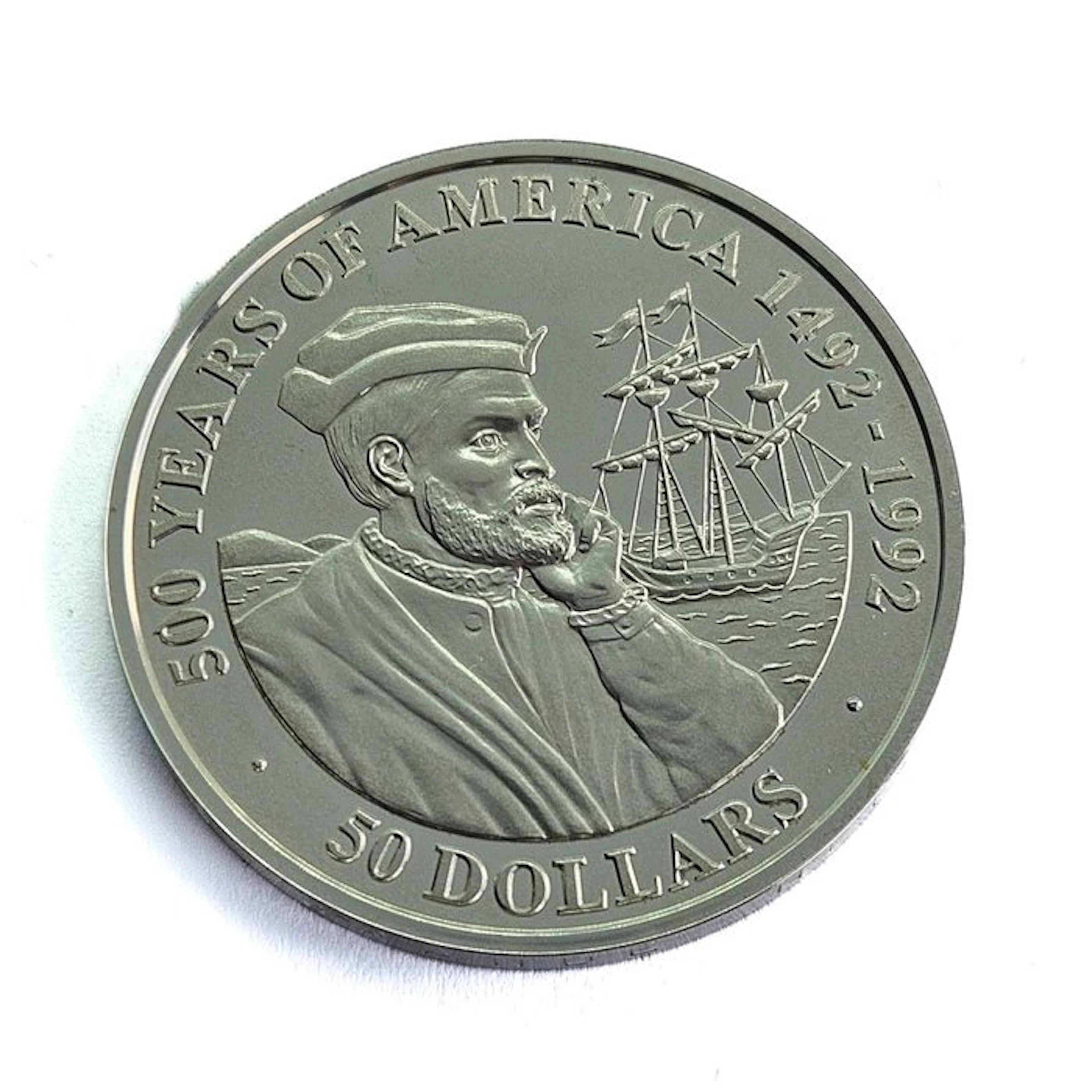 Cook Islands. 50 Dollars 1990 Jacques Cartier / 500 Years of America Series