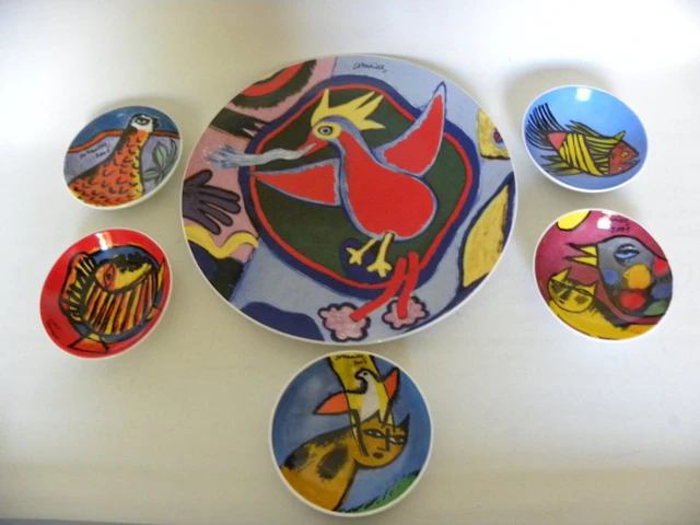 Corneille - Platter (6) - Earthenware - 6 x in Cobra style