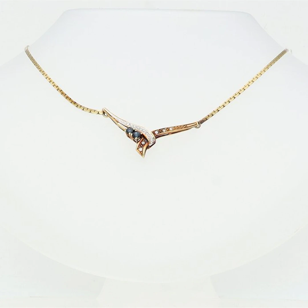 Chain - 14 kt. Yellow gold, White gold Sapphire - Diamond