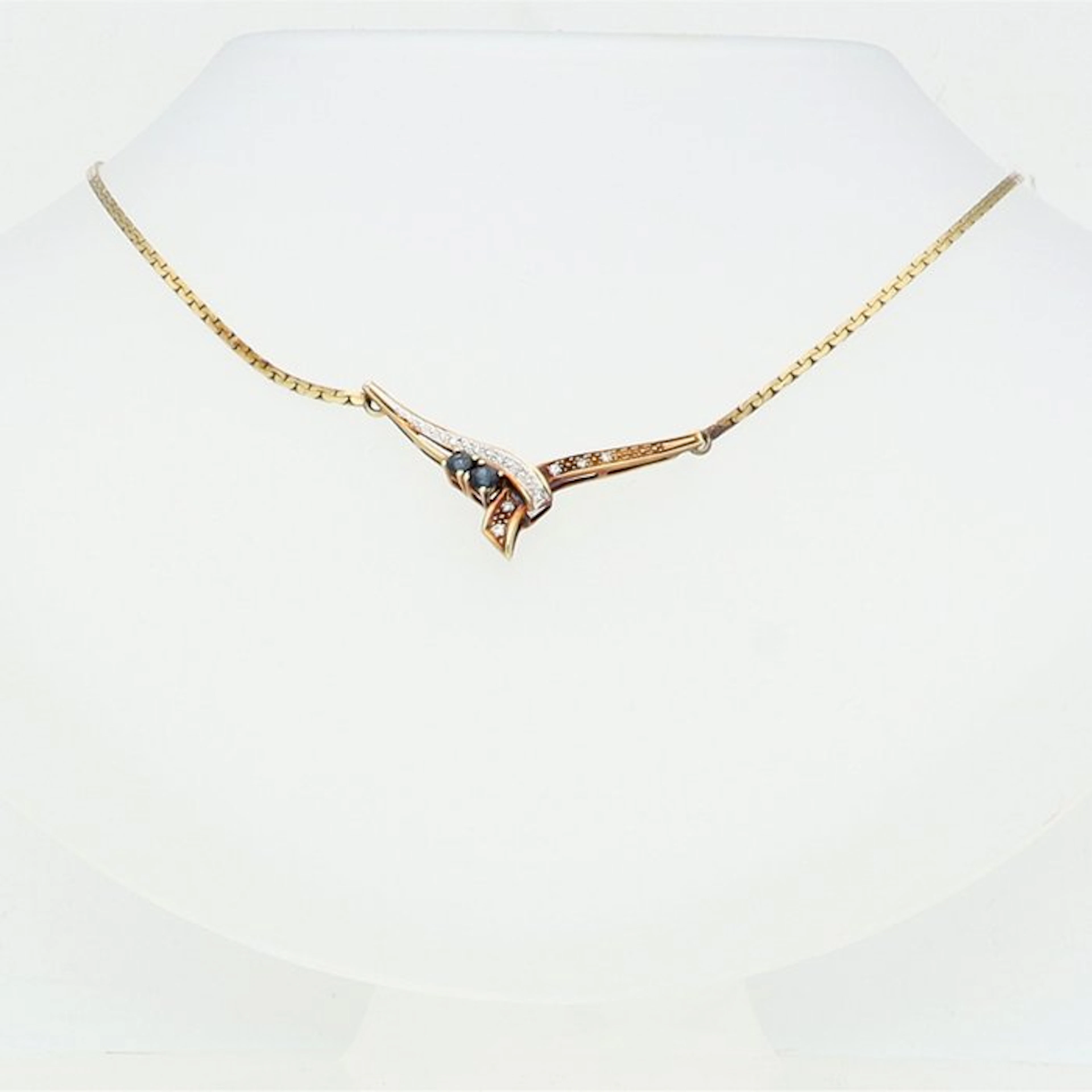 Chain - 14 kt. Yellow gold, White gold Sapphire - Diamond
