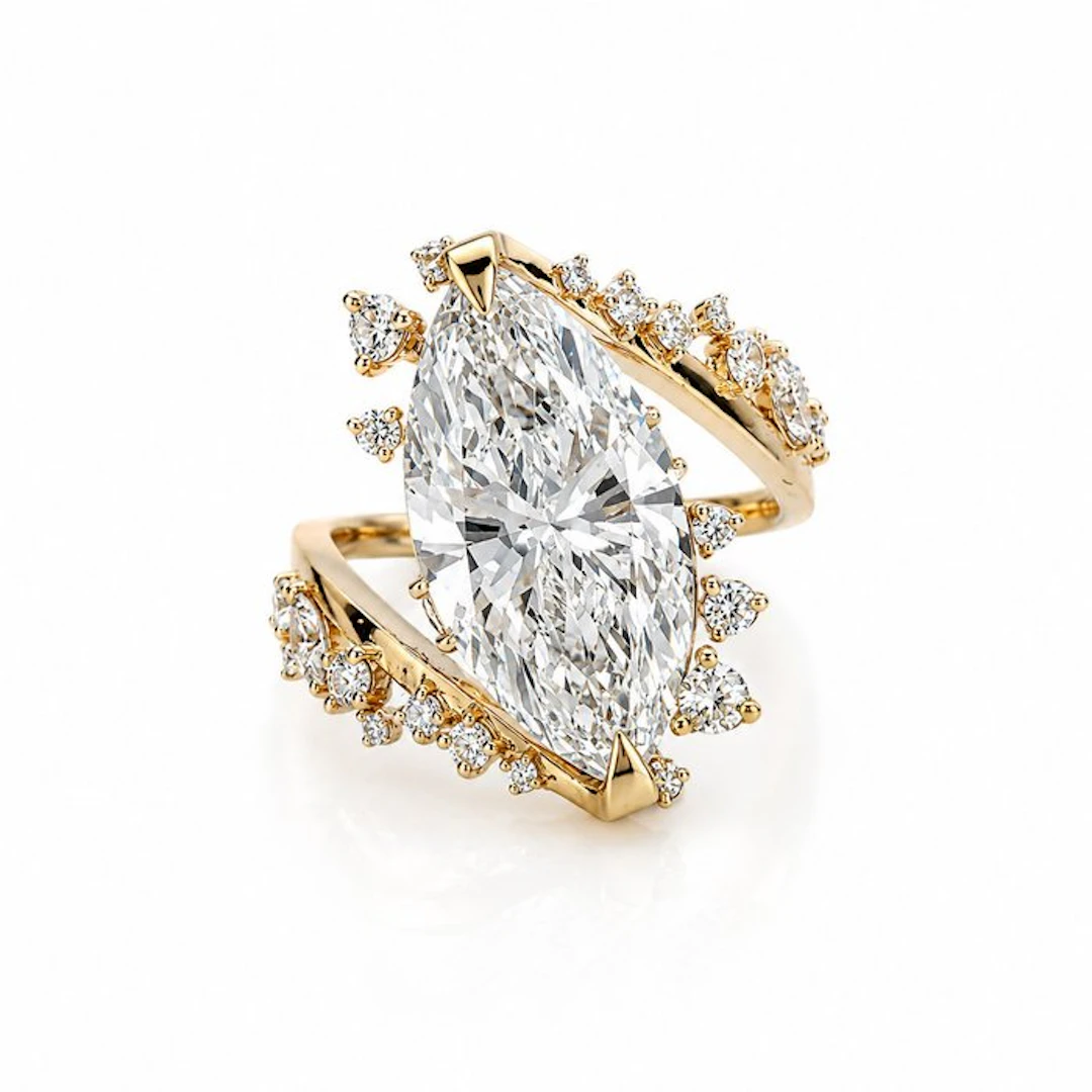Ring - 18 kt. Yellow gold - 6.38ct. tw. Diamond (Lab-grown) - Diamond