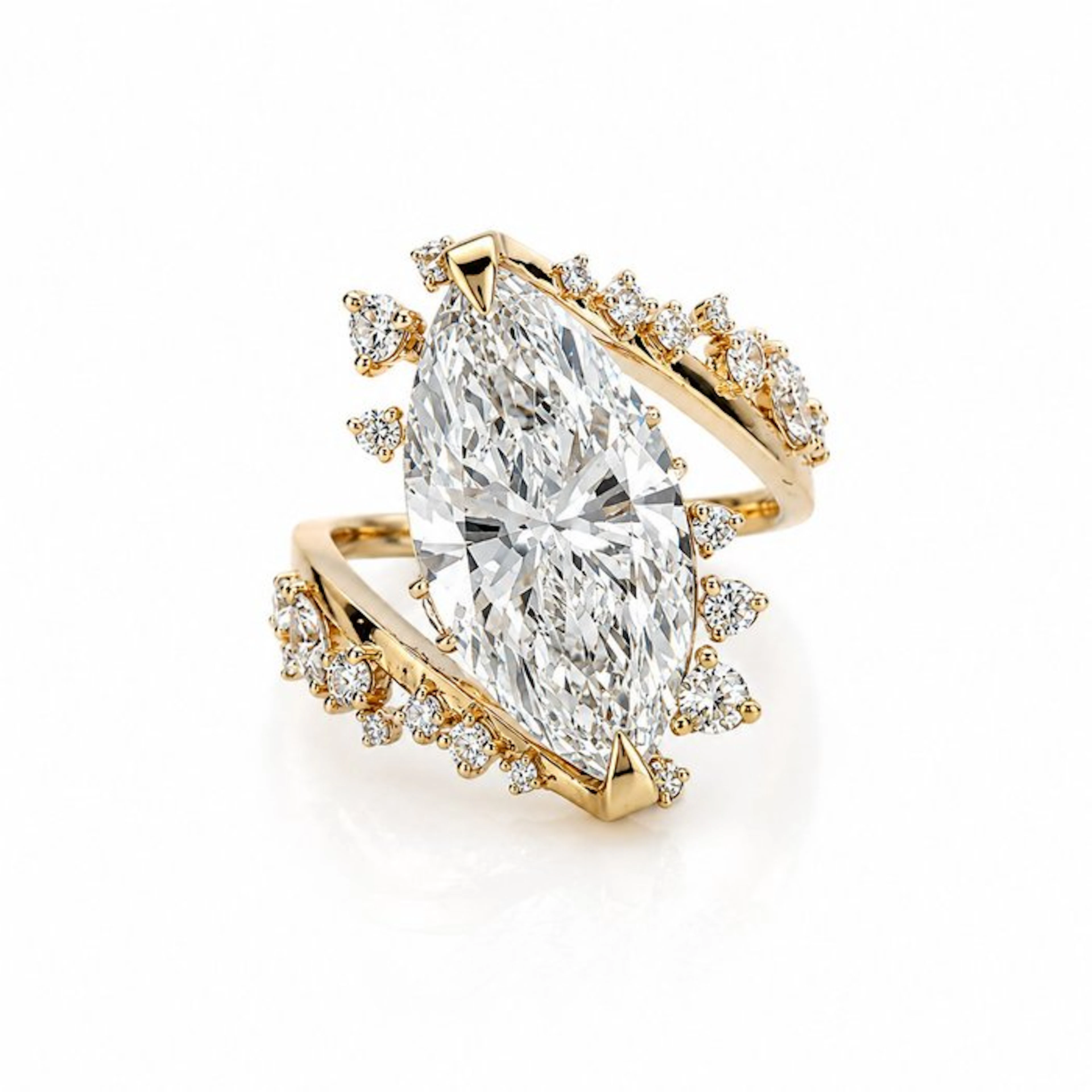 Ring - 18 kt. Yellow gold - 6.38ct. tw. Diamond (Lab-grown) - Diamond