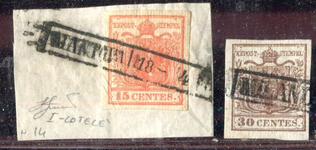 Italian Ancient States - Lombardo Veneto 1851 - 15 and 30 centesimi