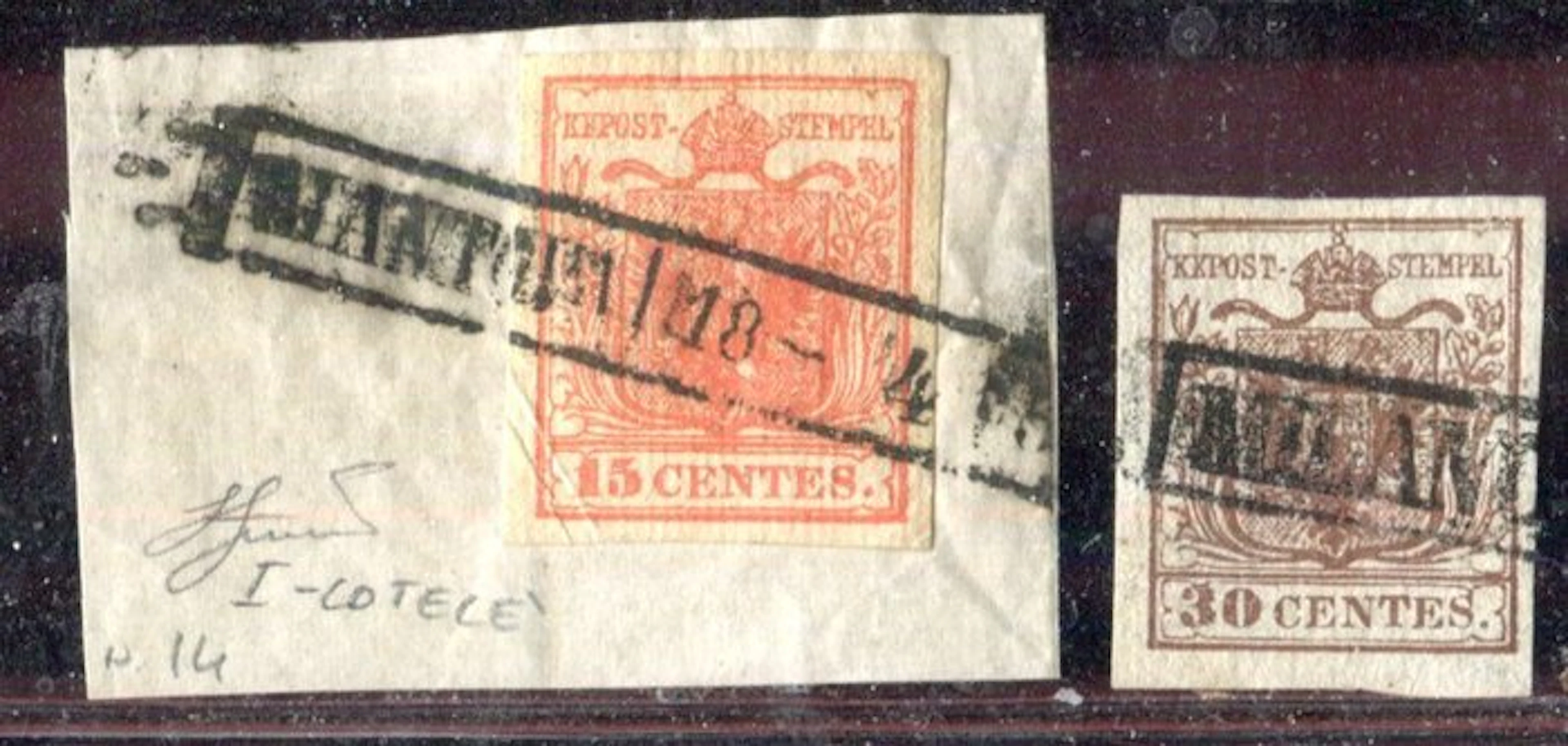 Italian Ancient States - Lombardo Veneto 1851 - 15 and 30 centesimi