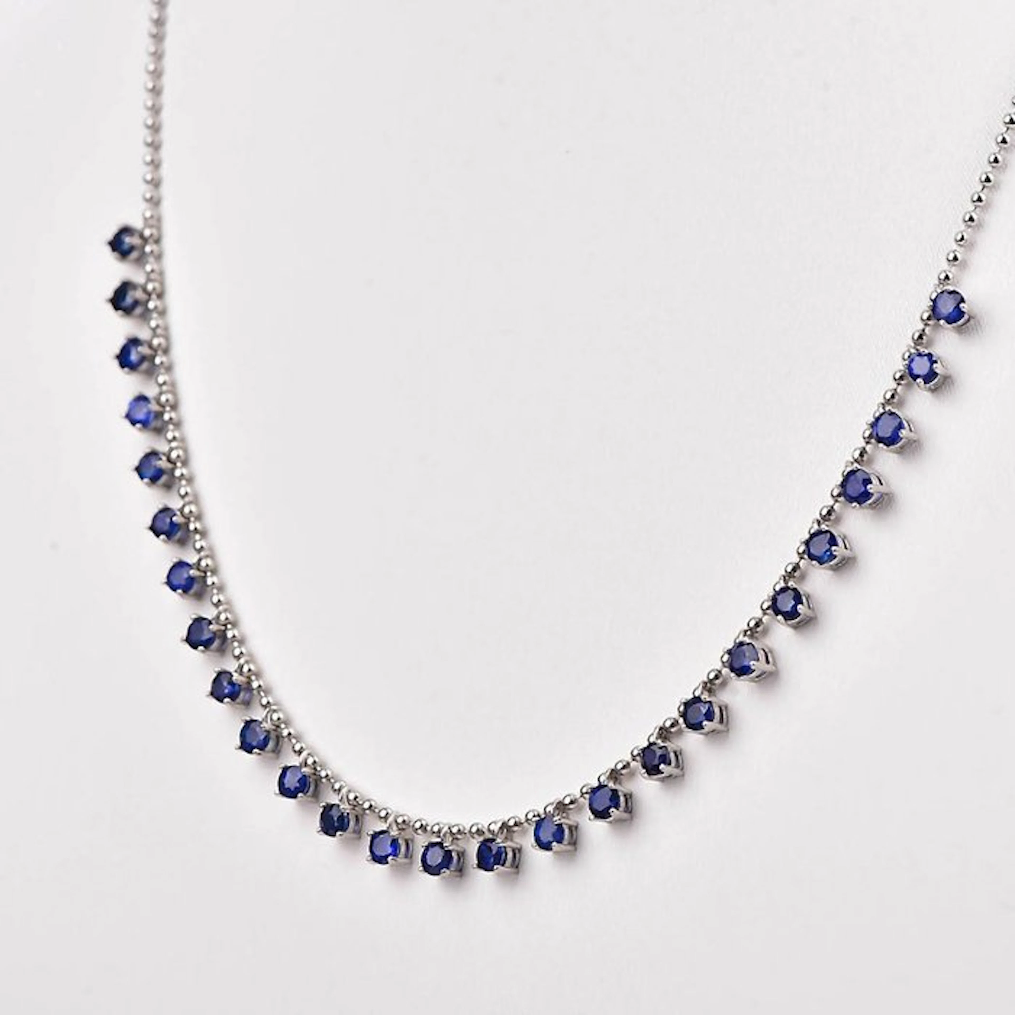 No reserve price - Necklace Silver - Sapphire - Certified