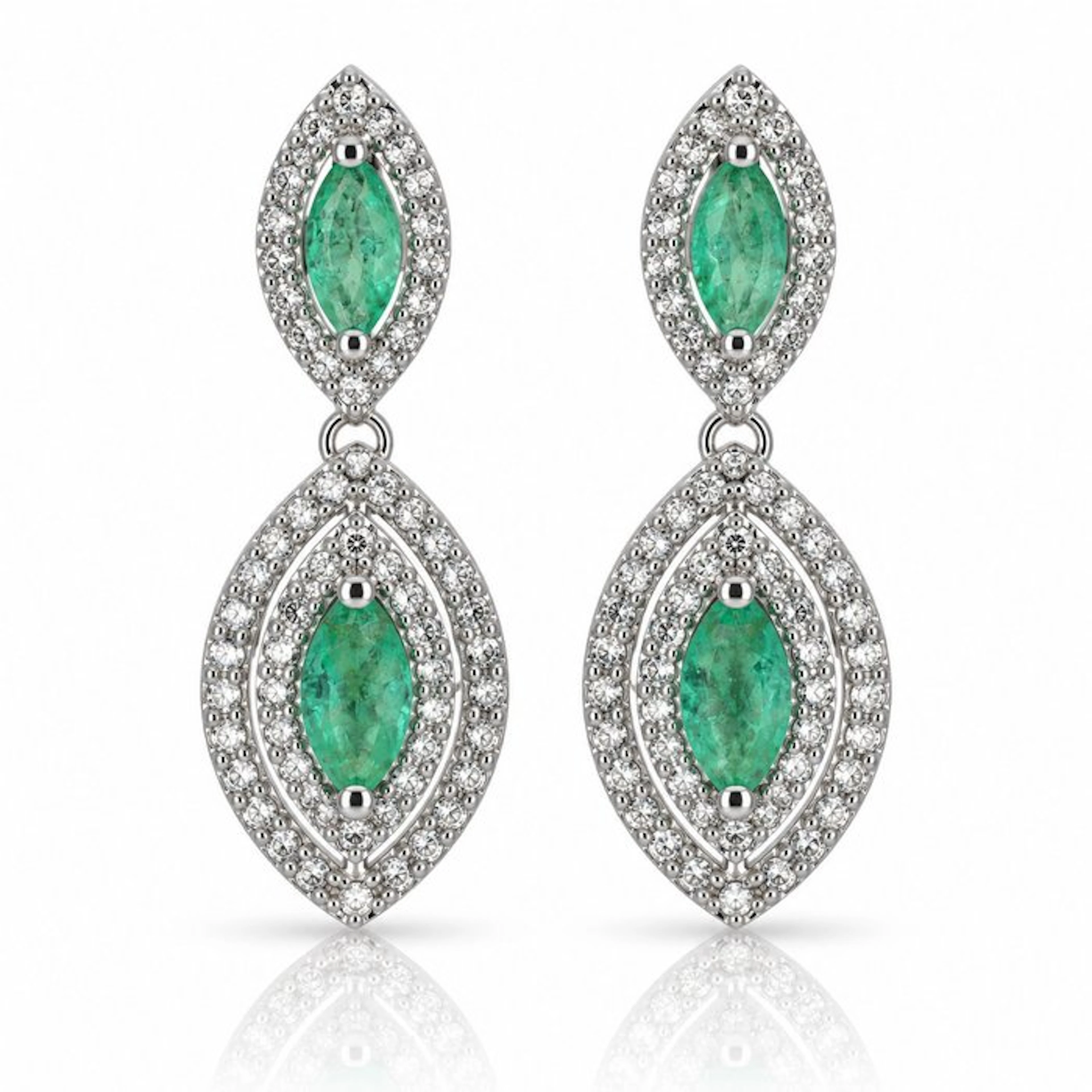 No reserve price - Earrings Gold-plated Emerald - Topaz - 18kt Gold Plated