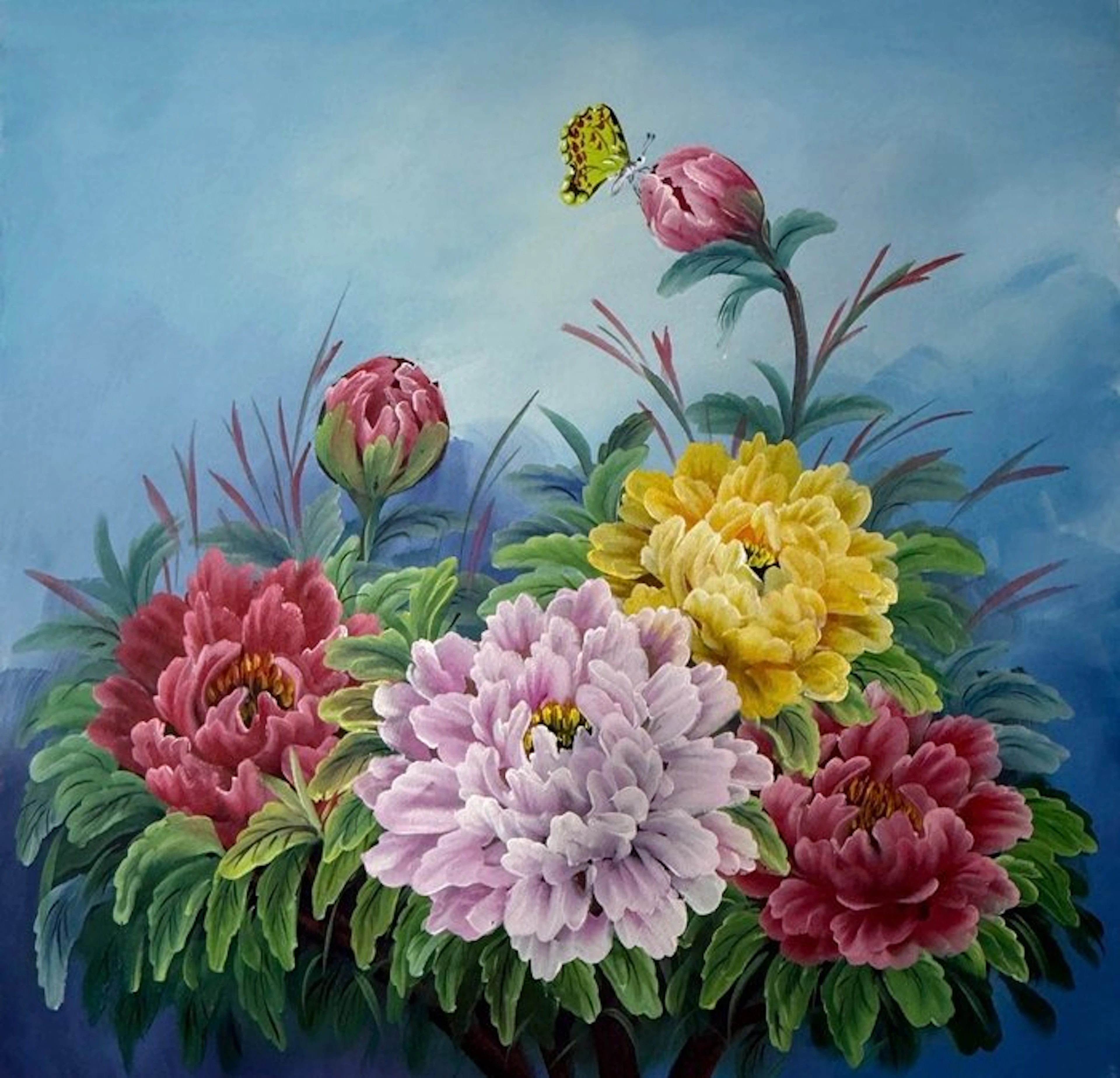 Hung Richard (1966) - Jardin de tendresse ↑60 →60 cm → No Reserve ✓