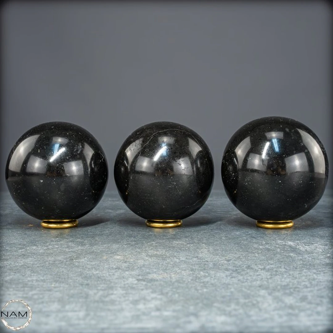 Black tourmaline ball set – 3 powerful protective stone...