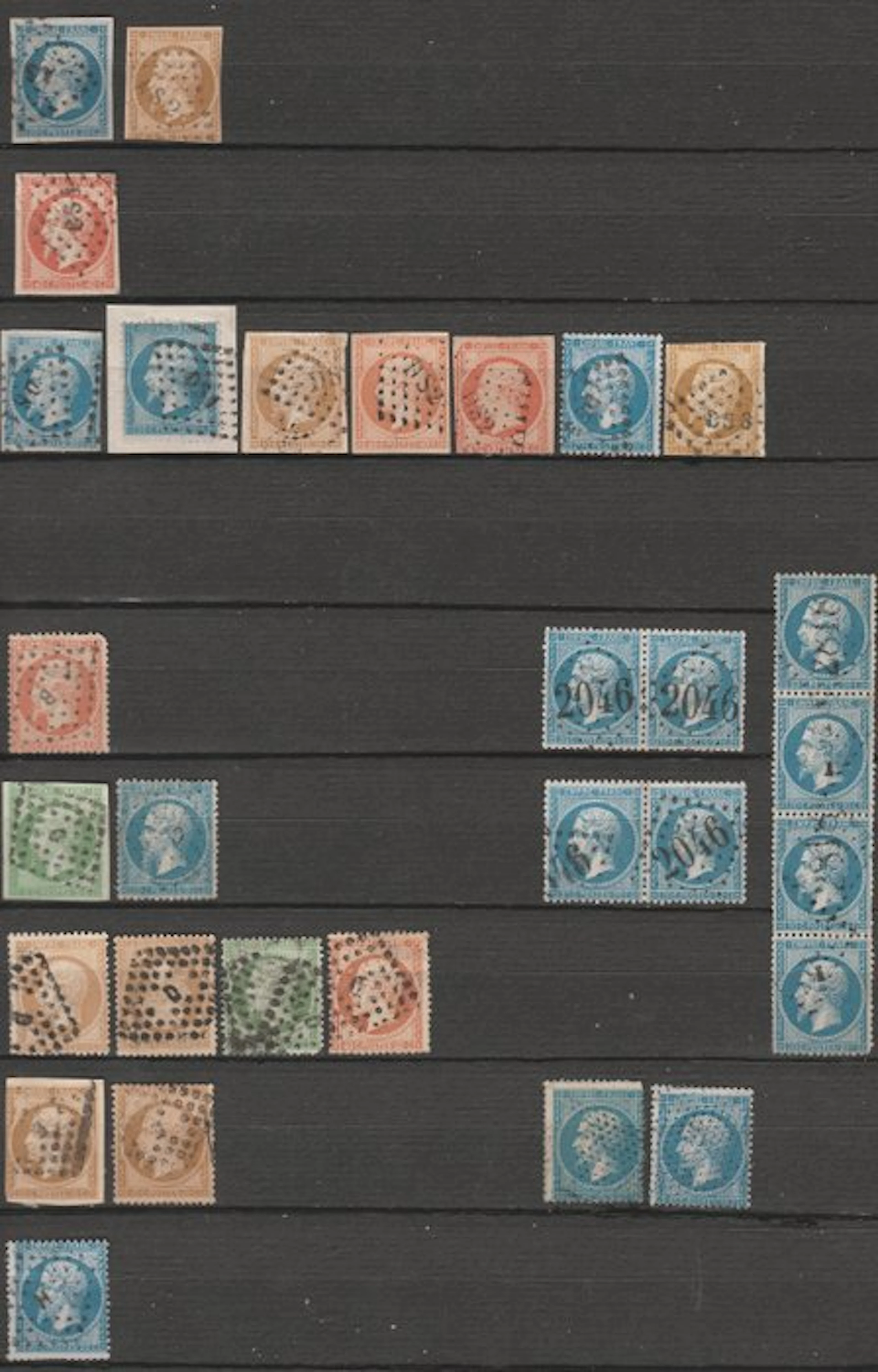 France 1853/1870 - France – Napoleon III – 30 stamps – Paris cancellations