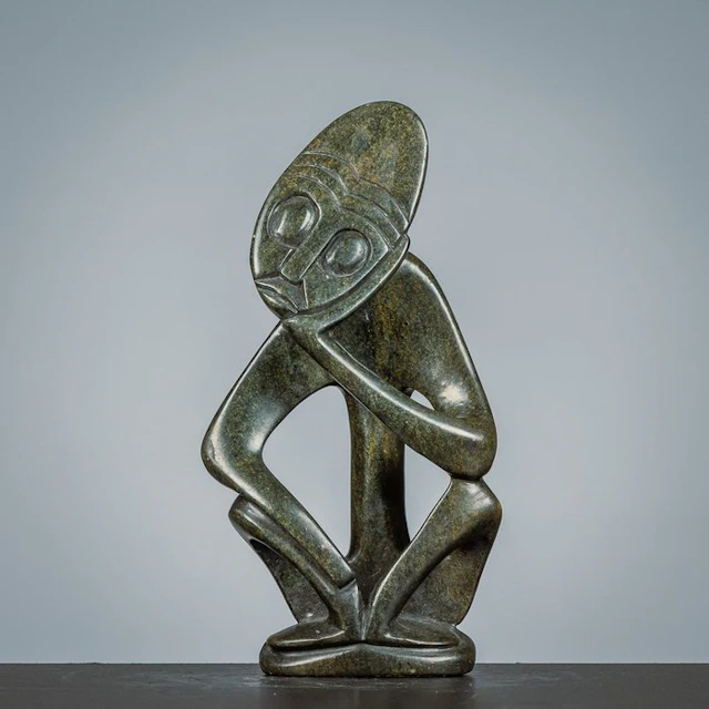 Miniature figurine - 400 Le penseur - 1.0kg - Serpentine stone