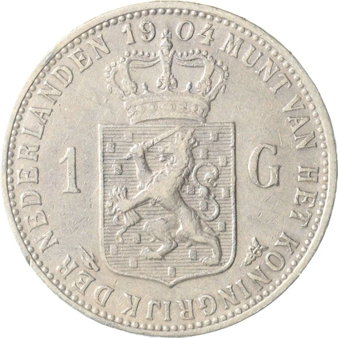 Netherlands. Wilhelmina. 1 Gulden 1904 (No reserve price)