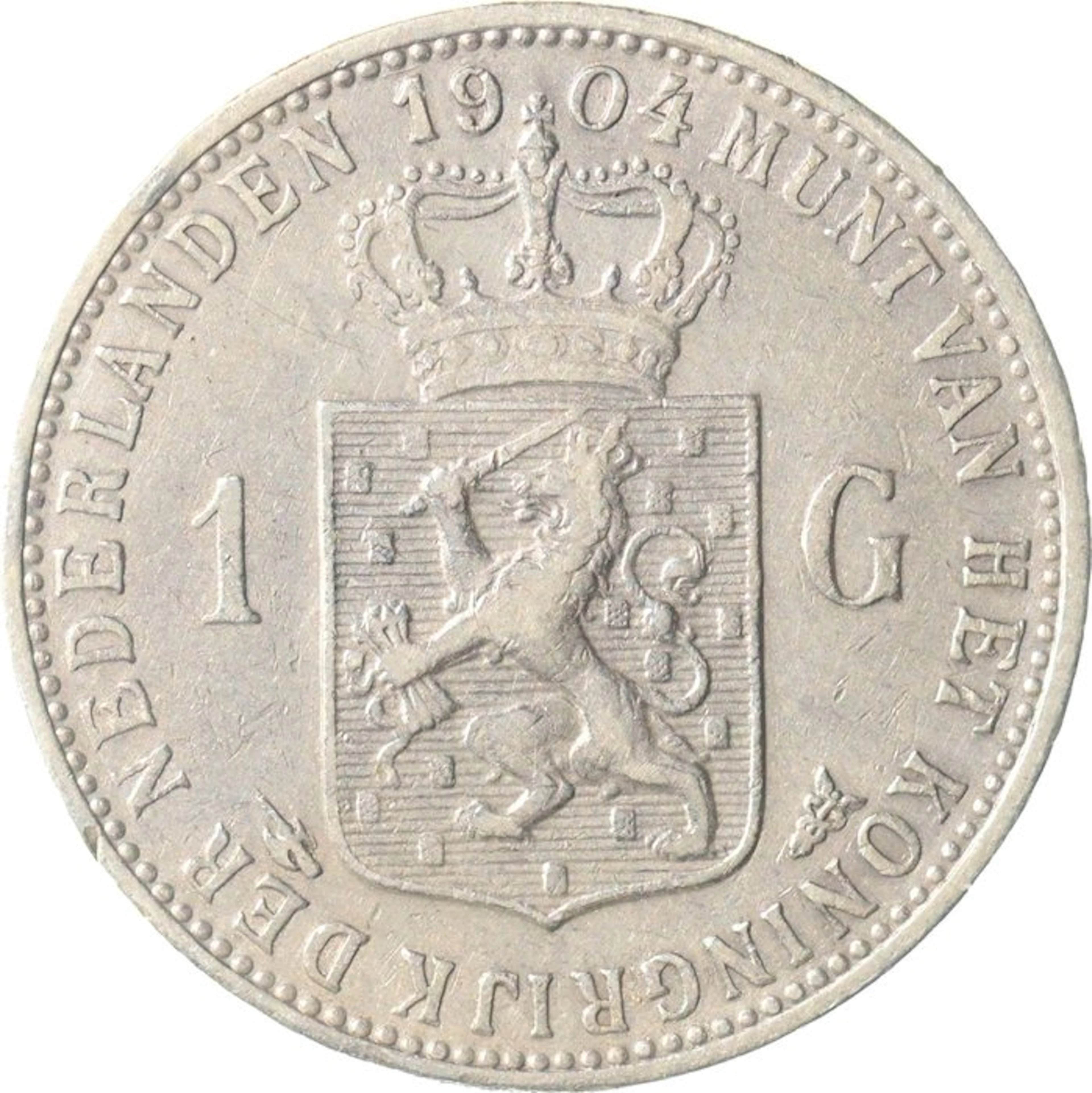 Netherlands. Wilhelmina. 1 Gulden 1904 (No reserve price)