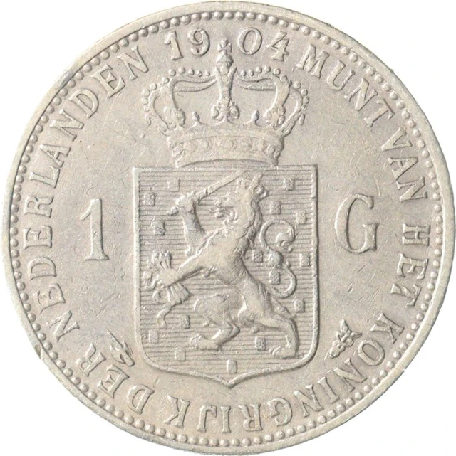 Netherlands. Wilhelmina. 1 Gulden 1904 (No reserve price)