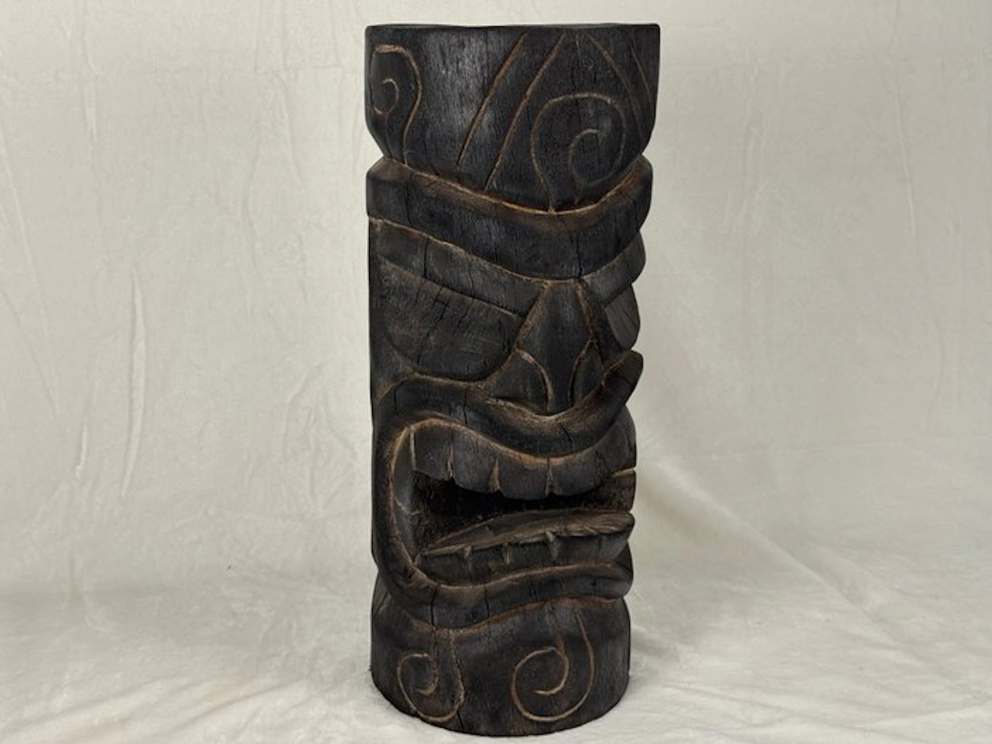 Statue, STATUA TIKI - TRIBALE - Shou Sugi Ban - 50 cm - Wood