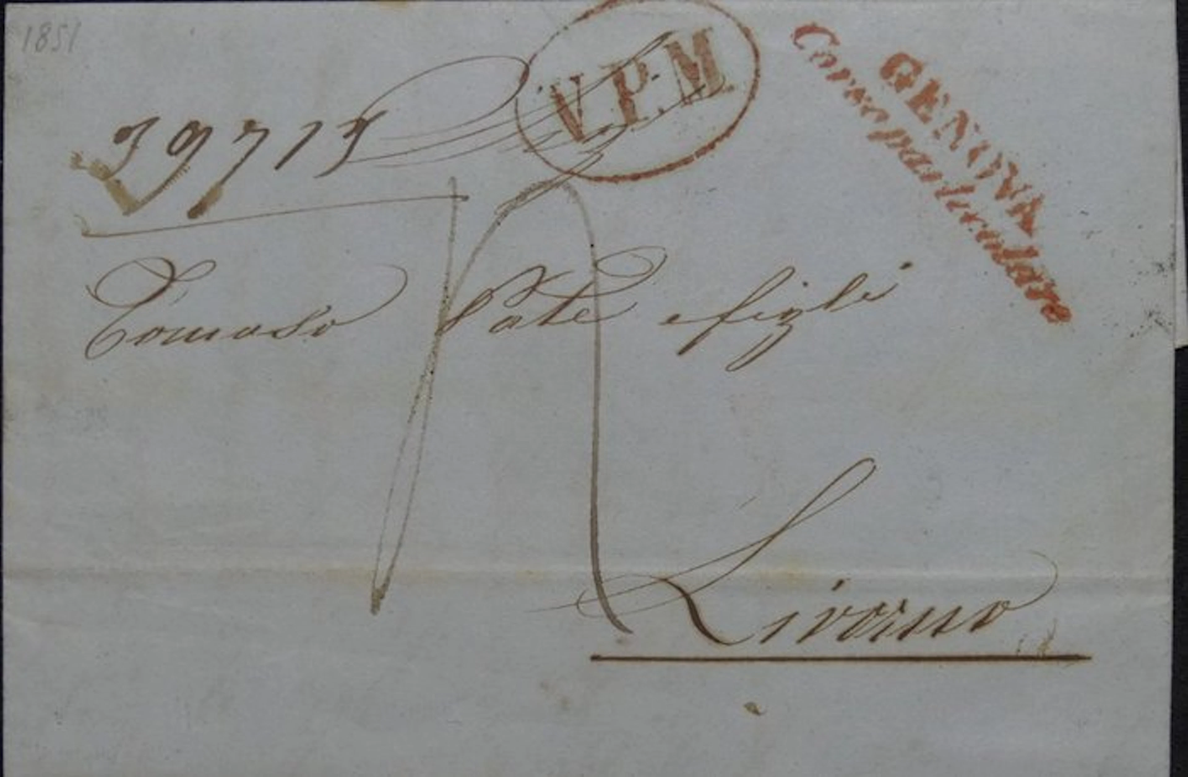 Italian Ancient States - 1851 – Letter from Genoa to...