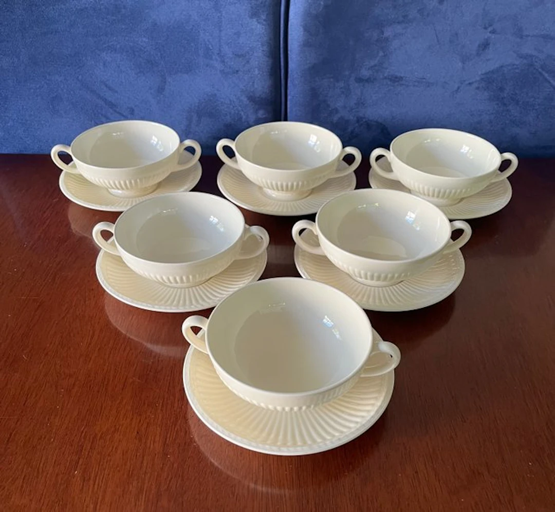 Wedgwood - Dinner service (12) - Edme - Pottery - 6 x soup bowls with saucers