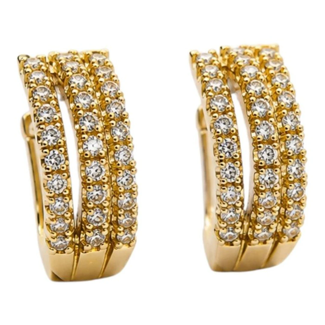 Earrings - 18 kt. Yellow gold - 0.89ct. tw. Diamond (Natural) - Made in Italy