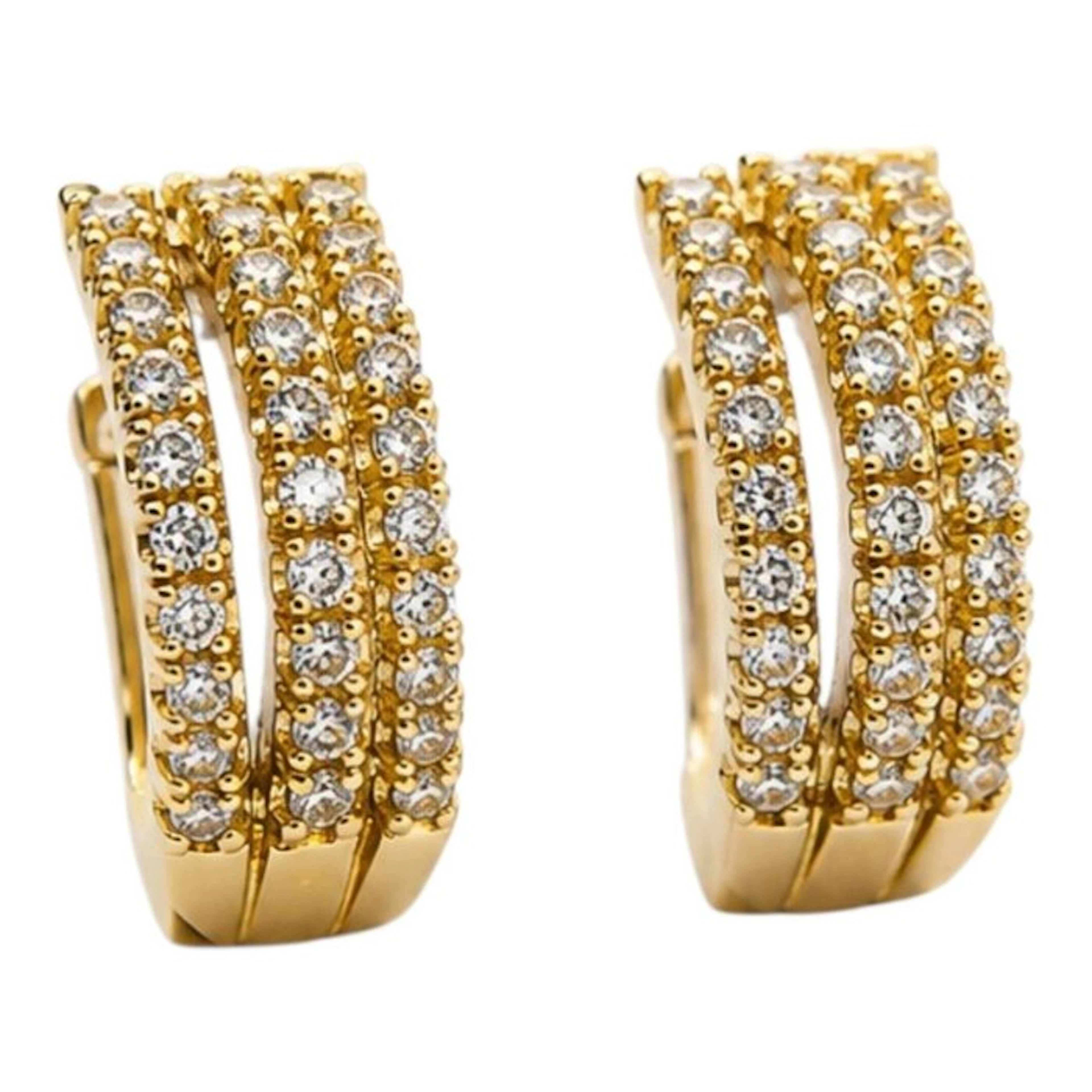 Earrings - 18 kt. Yellow gold - 0.89ct. tw. Diamond (Natural) - Made in Italy