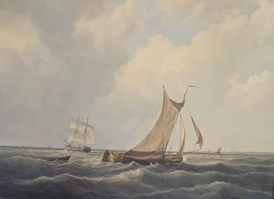Peter J Sterkenburg (1955-2000) - Zeilboten op zee