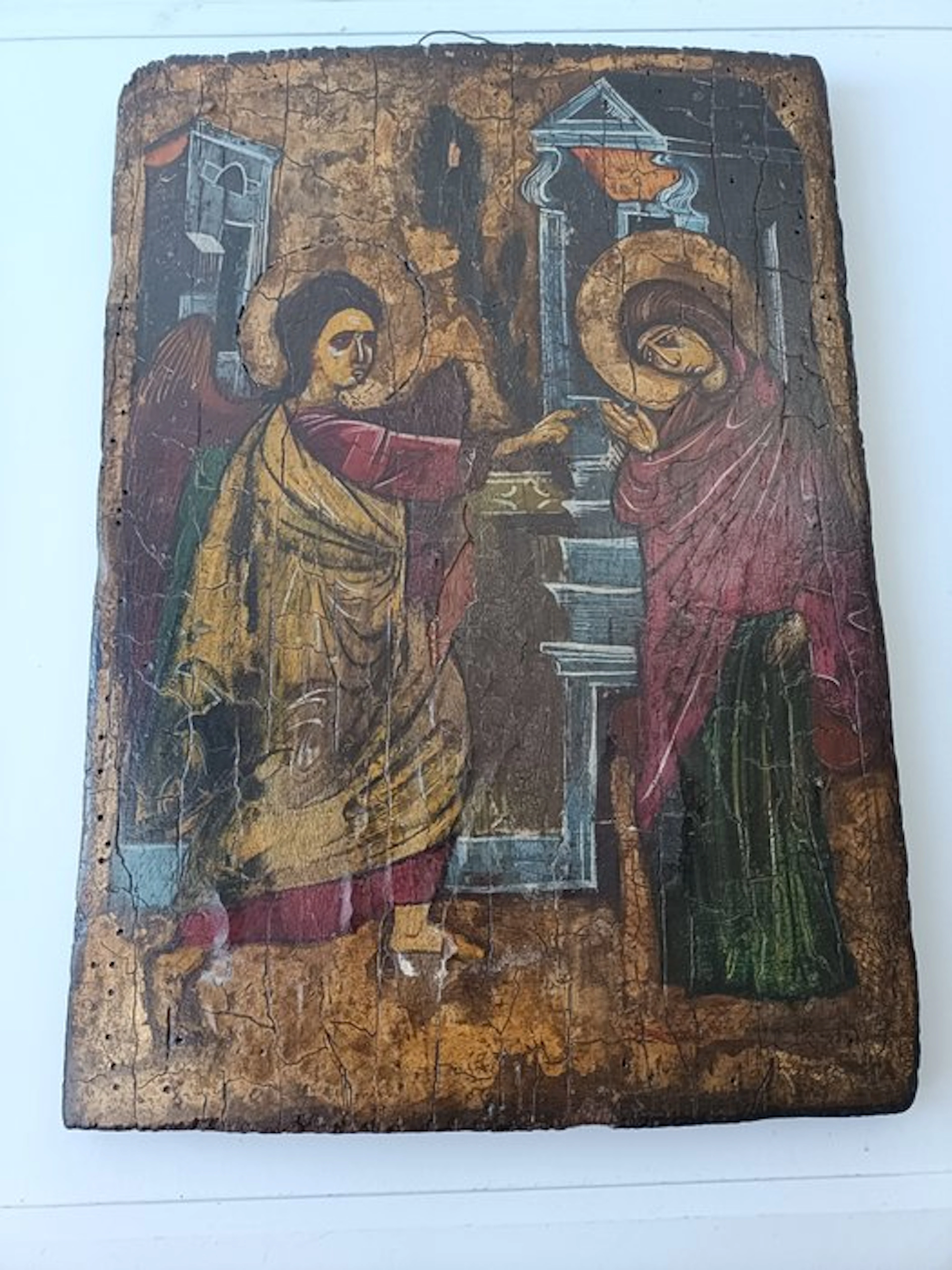 Icon - Tempera on a wooden panel depicting the Annunciation