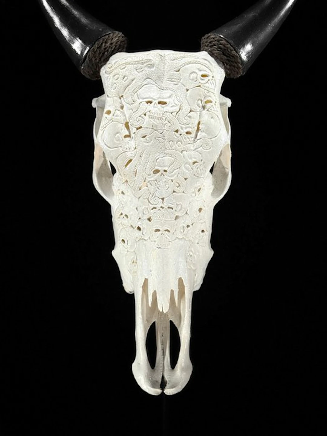 NO RESERVE PRICE - Authentic White Hand Carved Cow Skull...