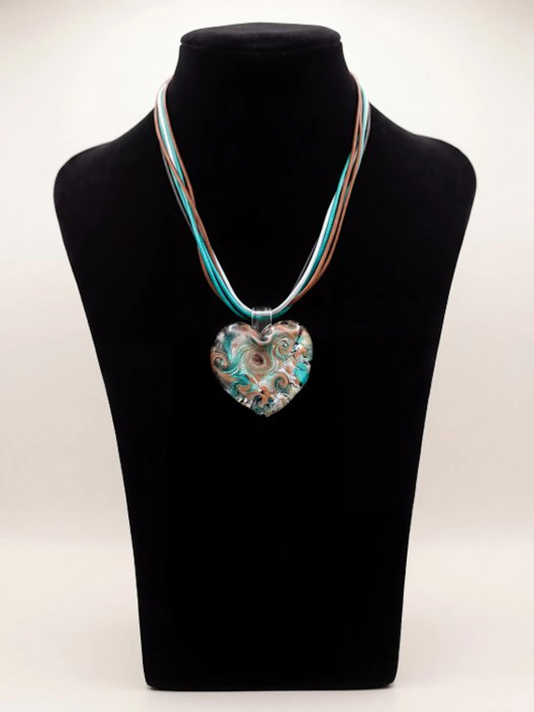 Murano glass - Necklace - silver leaf pendant