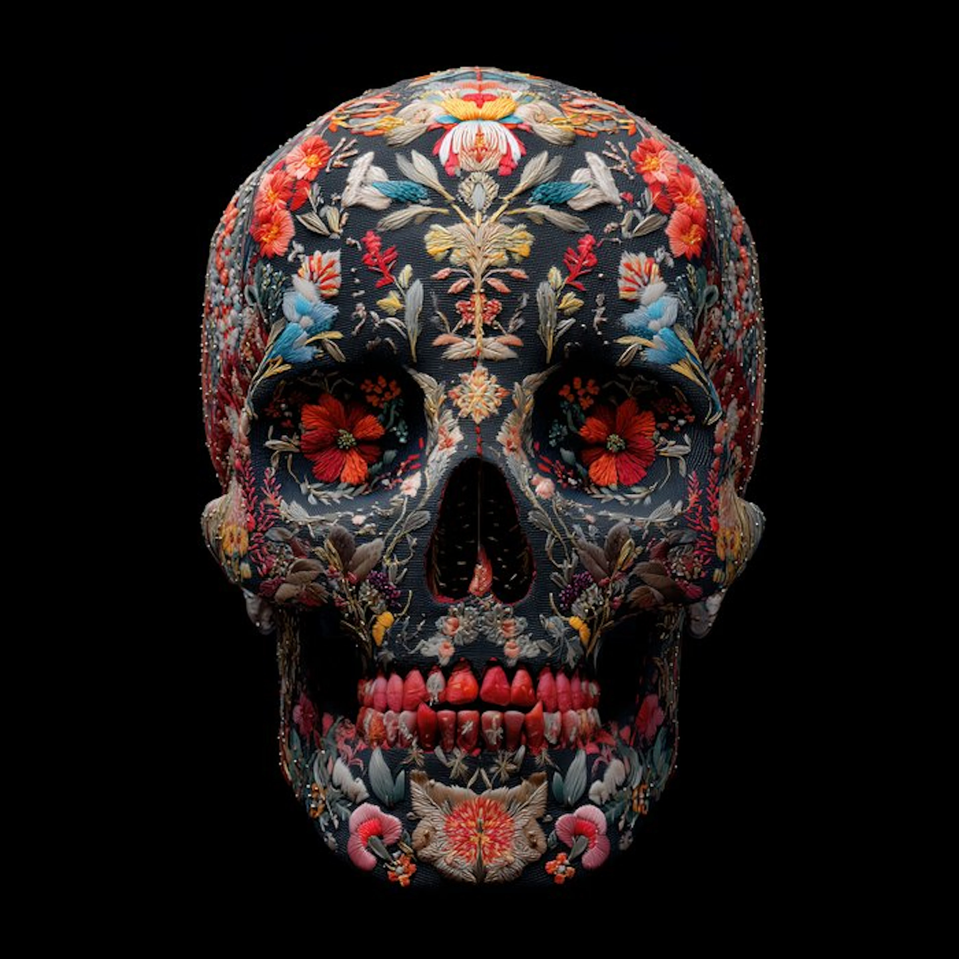 Artxlife - Hand-Stitched Mexican Floreal Skull