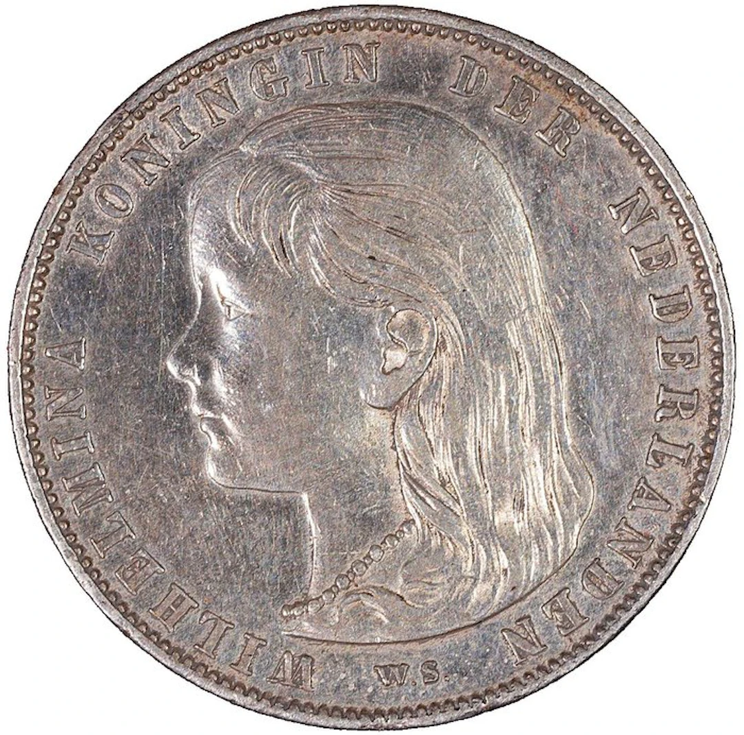 Netherlands. Wilhelmina. 1 Gulden 1892 – Young portrait (No reserve price)