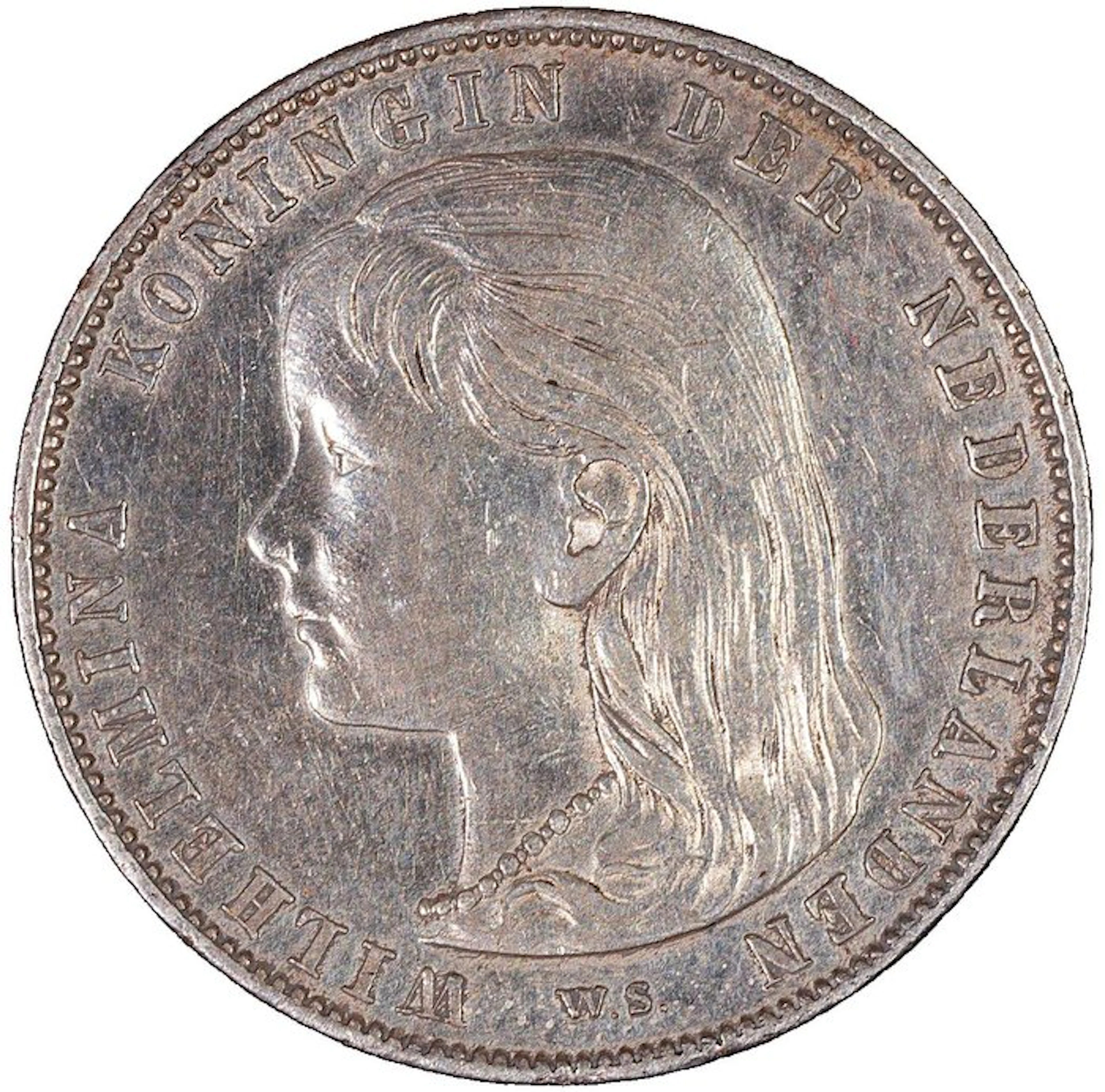 Netherlands. Wilhelmina. 1 Gulden 1892 – Young portrait (No reserve price)