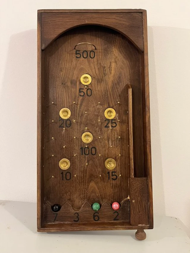 Flipper en bois - Toy Jeu de billes à clous - 1930-1940 - France