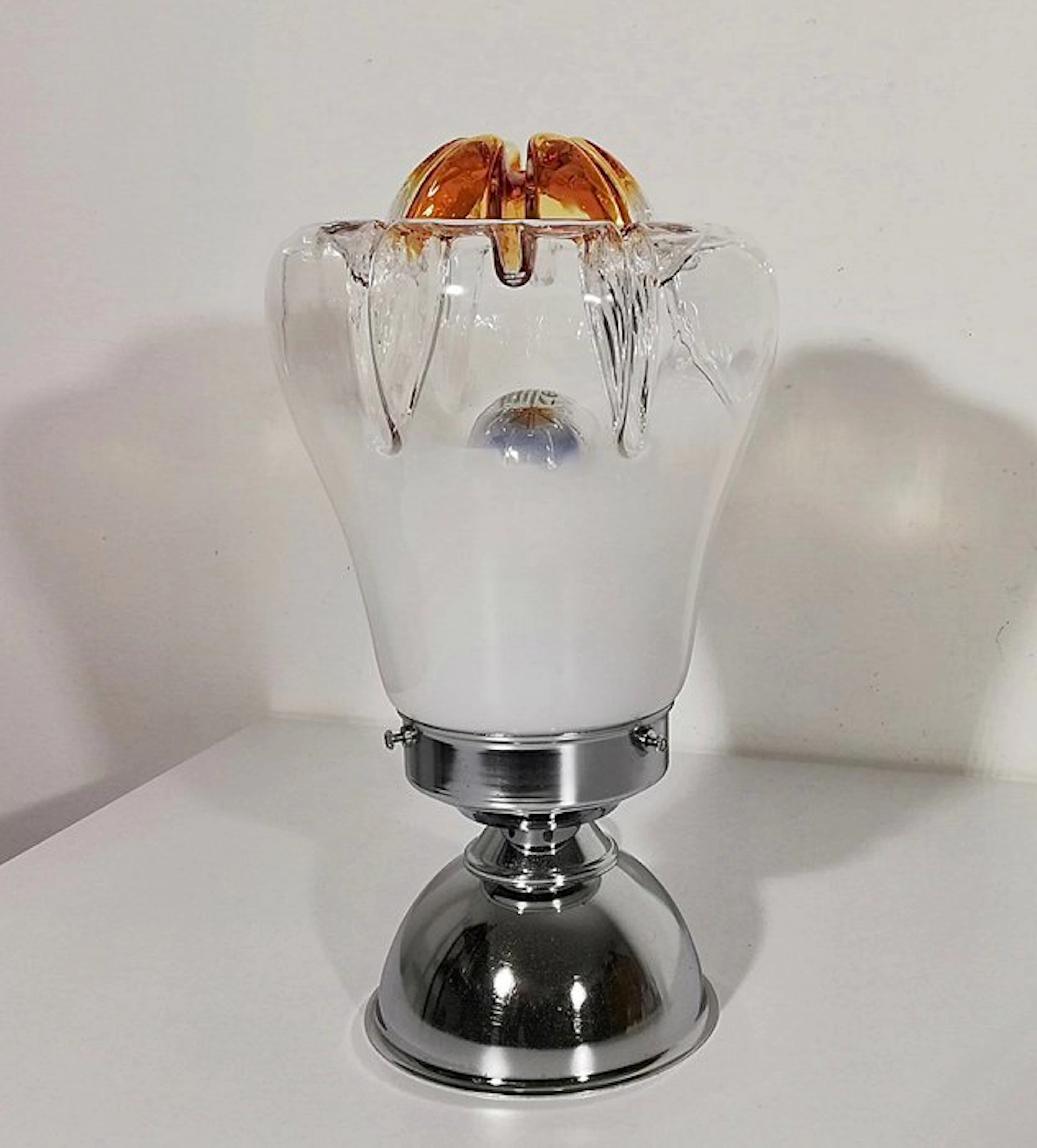 Table lamp - Space Age design 1960 - Artistic blown Murano glass, Chromed steel