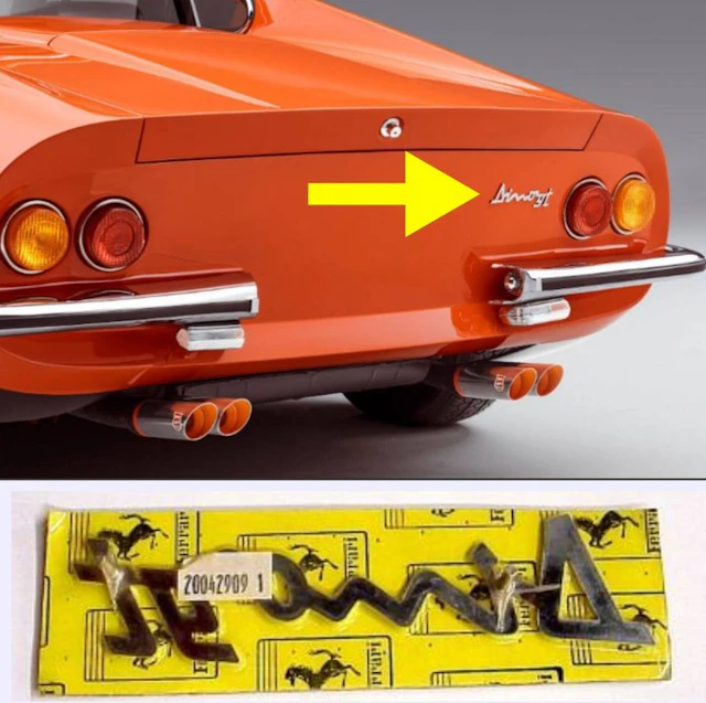 Ferrari Dino GT rear script emblem (New Old Stock)...