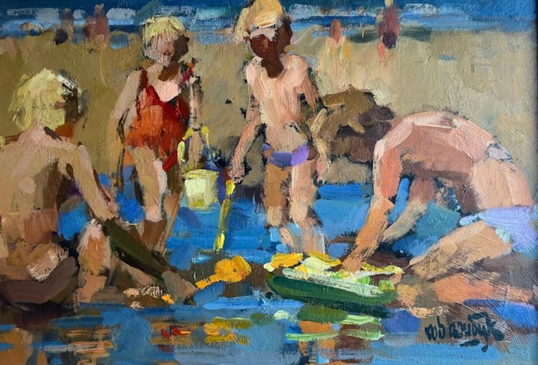 Rob Houdijk (1950) - Kinderen spelend op het strand