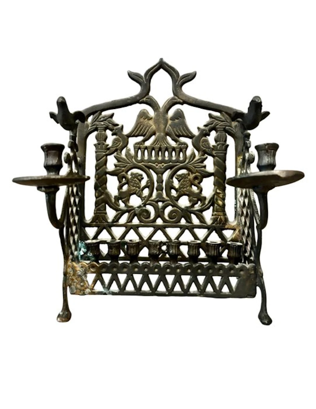 Candleholder Antique Judaica Hanukkah menorah – Commemorative gift ca