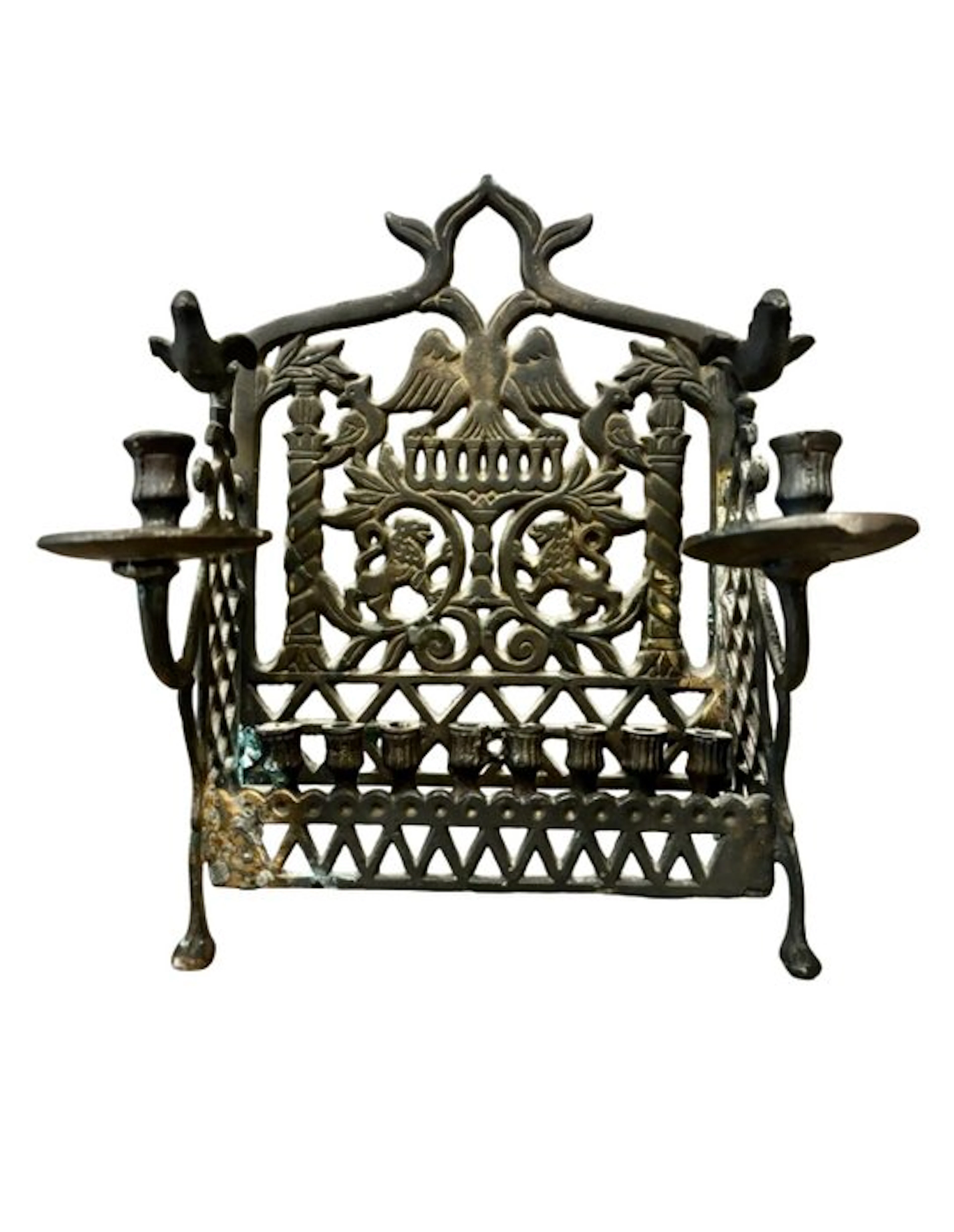 Candleholder Antique Judaica Hanukkah menorah – Commemorative gift ca