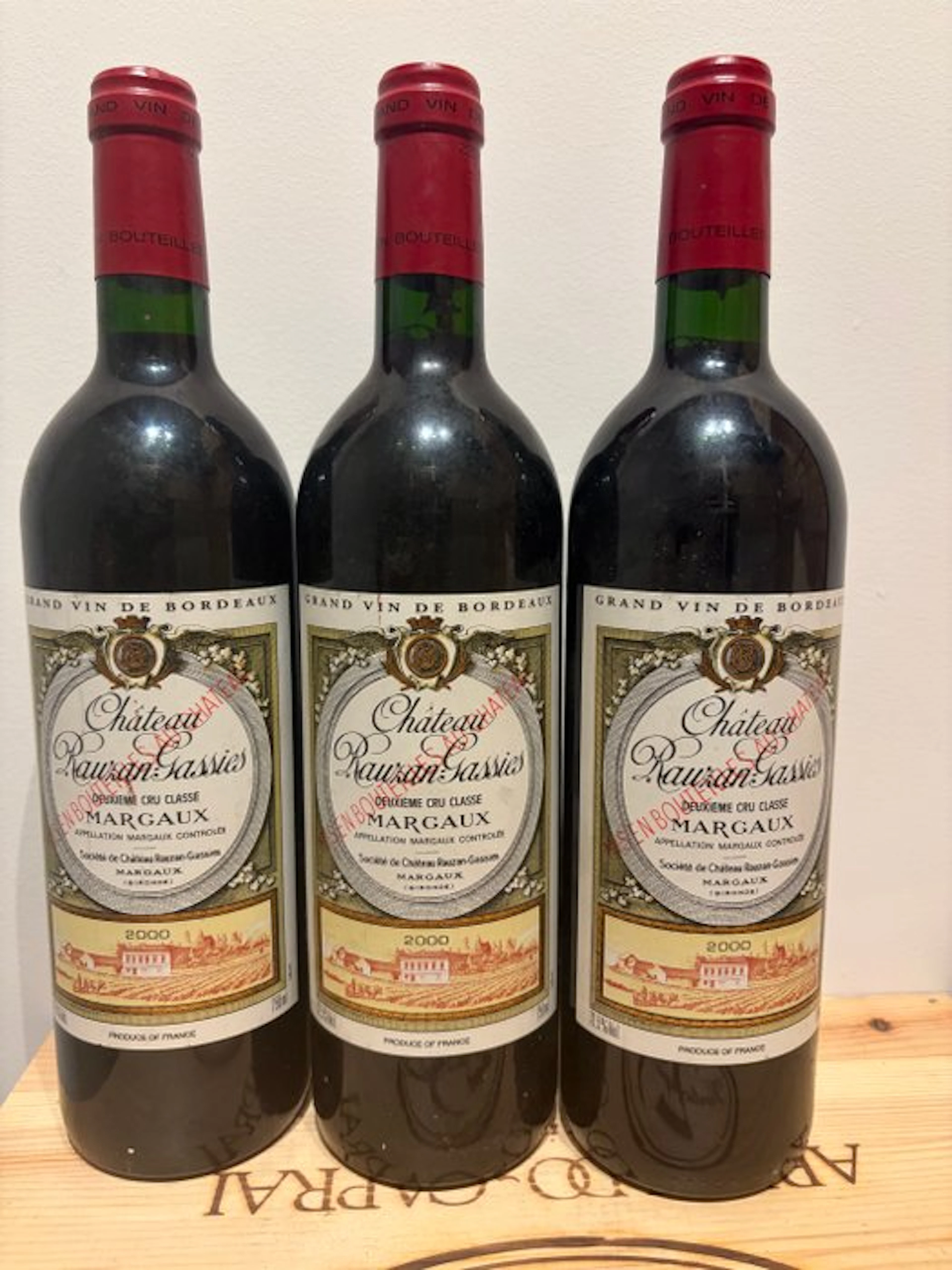 2000 Château Rauzan-Gassies - Margaux 2ème Grand Cru Classé - 3 Bottles (0.75L)