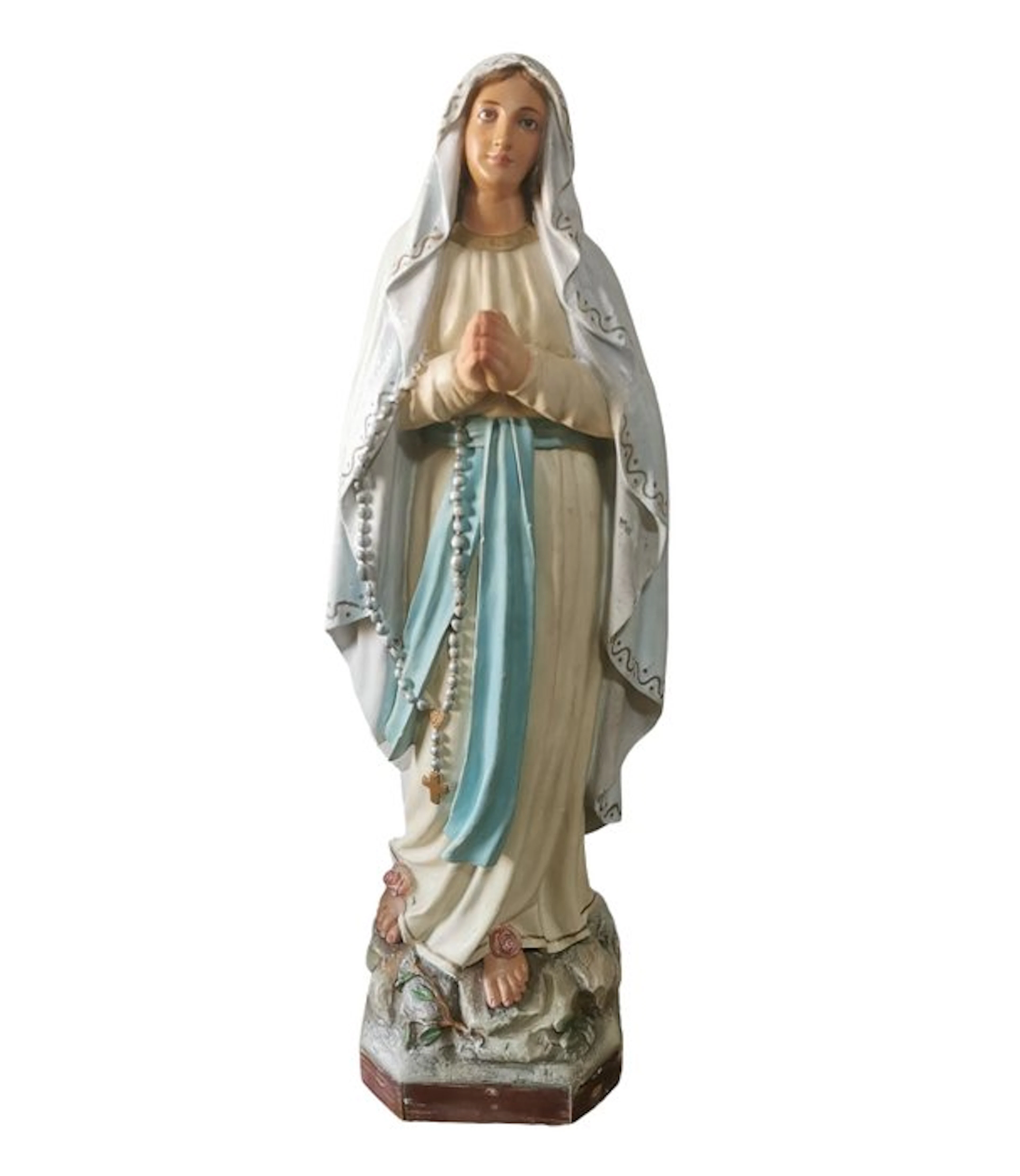 Escuela OLOT - Sculpture, Virgen de Lourdes - 54 cm - Plaster, wood paste
