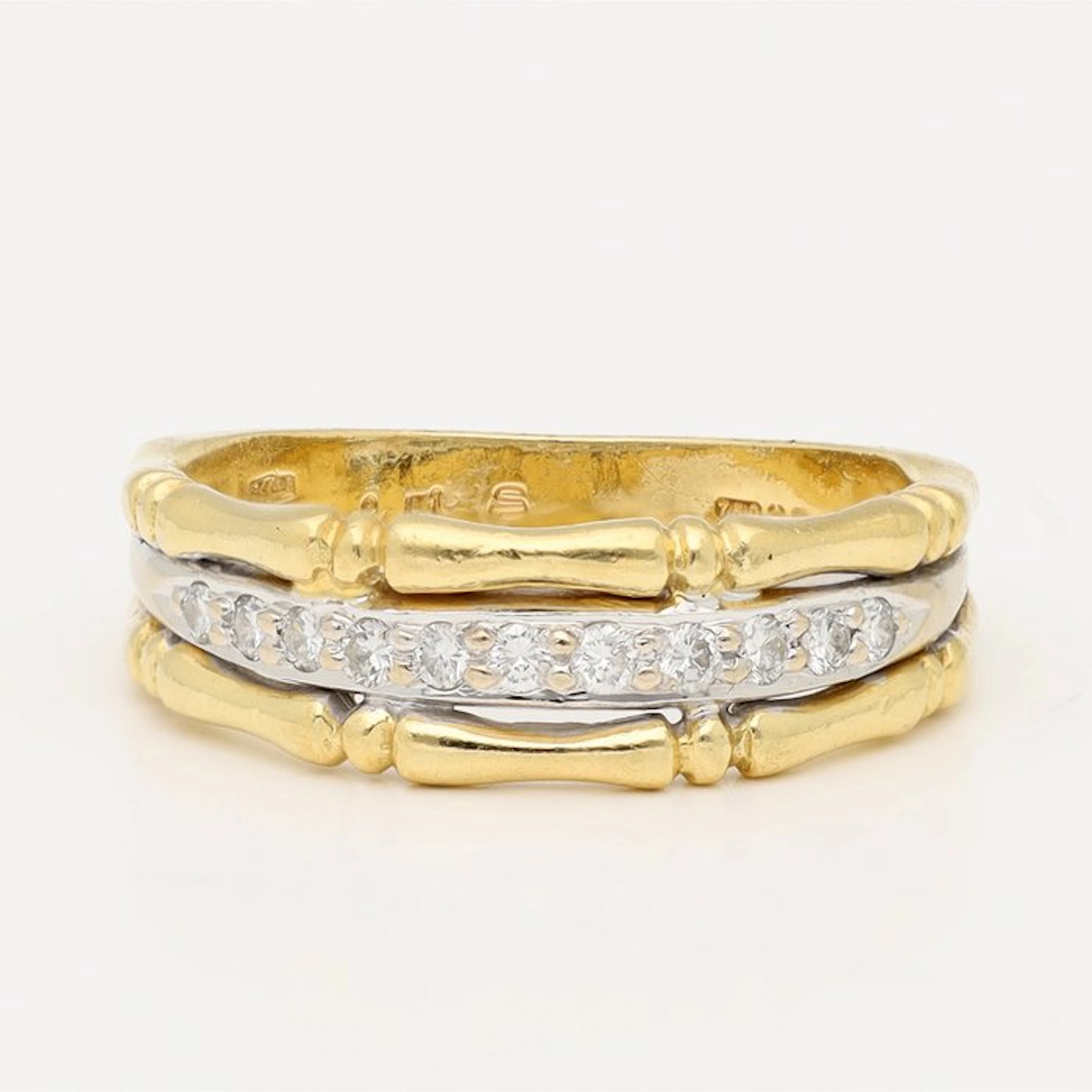 Ring - 18 kt. Yellow gold, White gold Diamond (Natural)