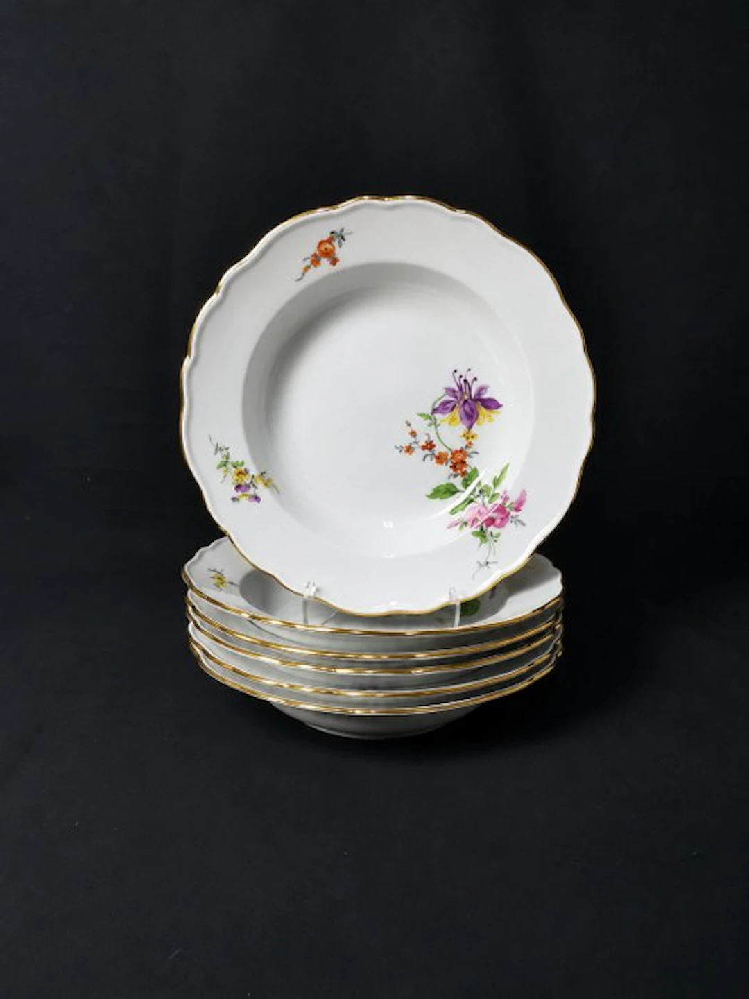 Meissen - Blume 3 - 6 Piatti Fondi - D.24cm - 1.Wahl - XX...