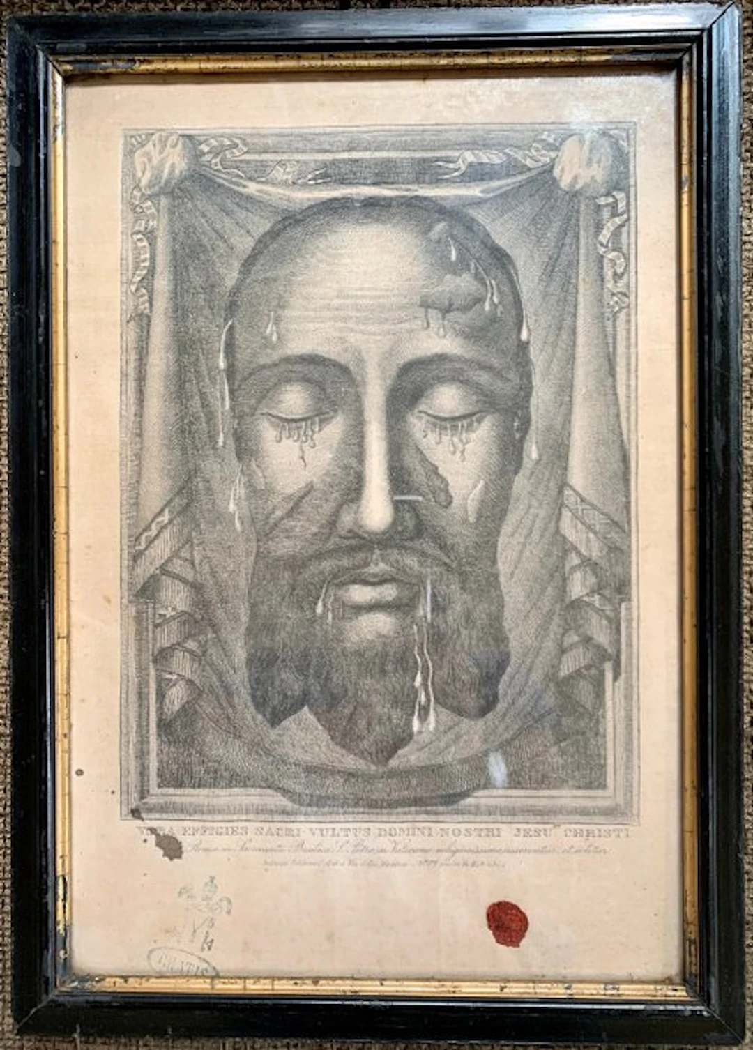 Face of Christ - Antique - Textile - 1850-1900 - touch relic