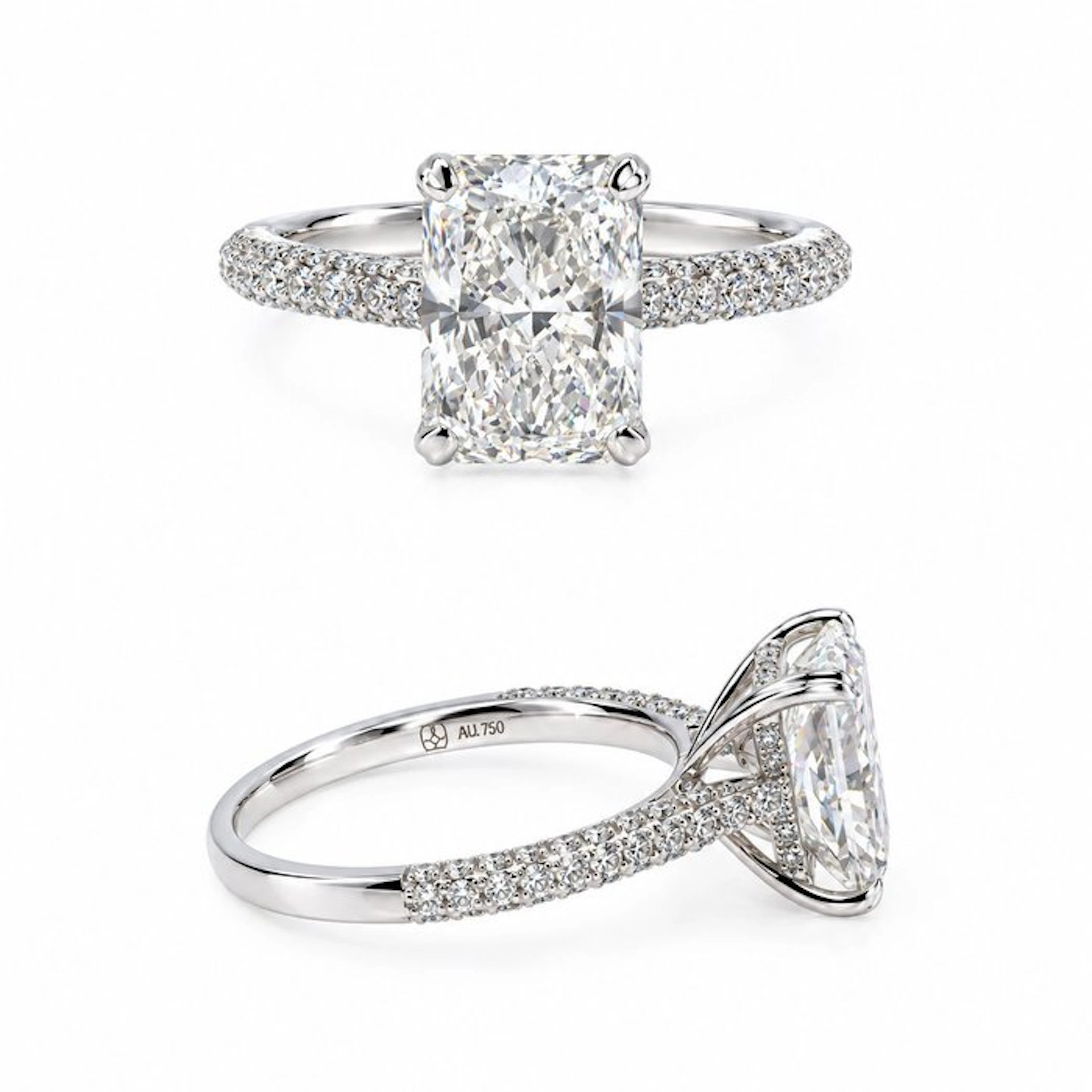 Ring - 18 kt. White gold - 4.01ct. tw. Diamond (Lab-grown) - Diamond
