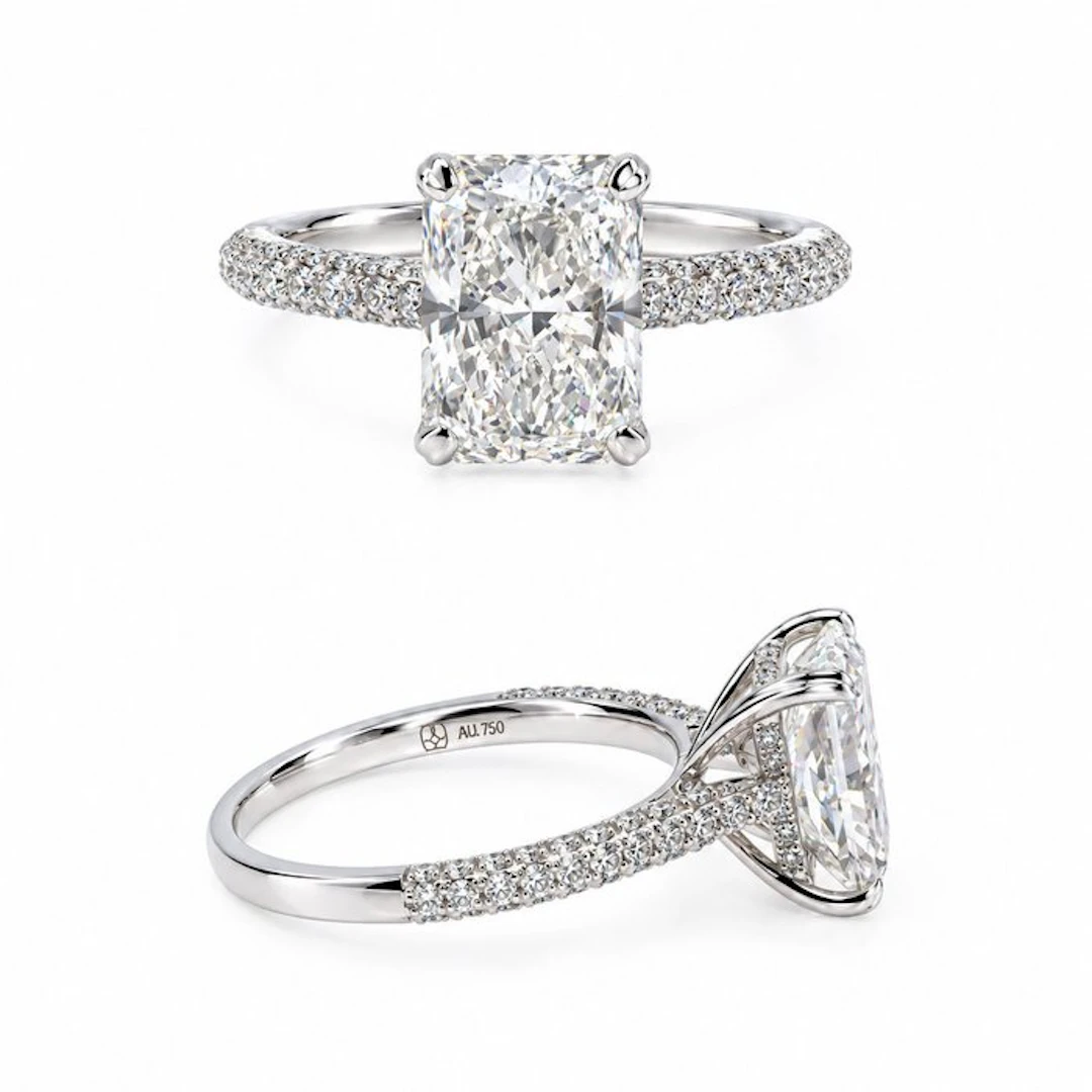 Ring - 18 kt. White gold - 4.01ct. tw. Diamond (Lab-grown) - Diamond