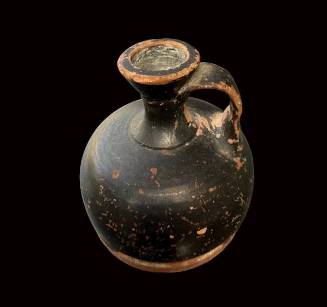 Ancient Greek Ceramic Black Glazed Lekythos - 5.3 cm