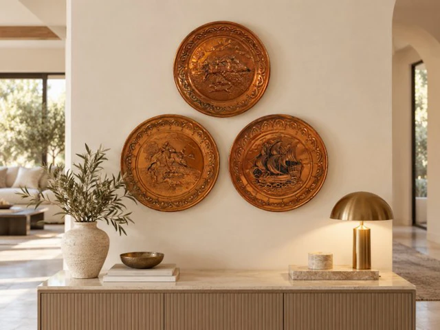 Wall plate (3) - Copper - Relief wall panels, English
