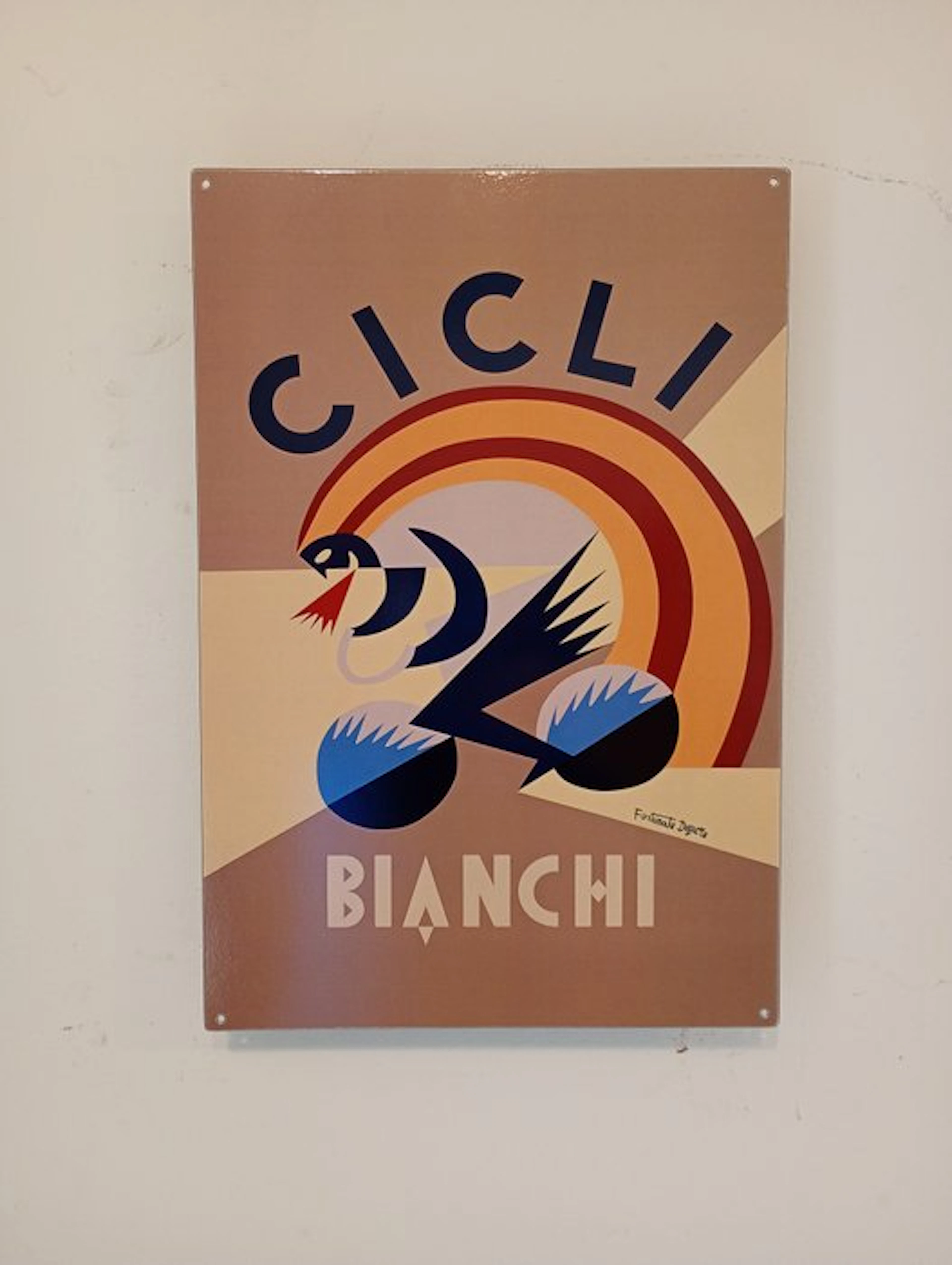 Bianchi Cycles - Fortunato Depero - Advertising sign - Paper, Metal