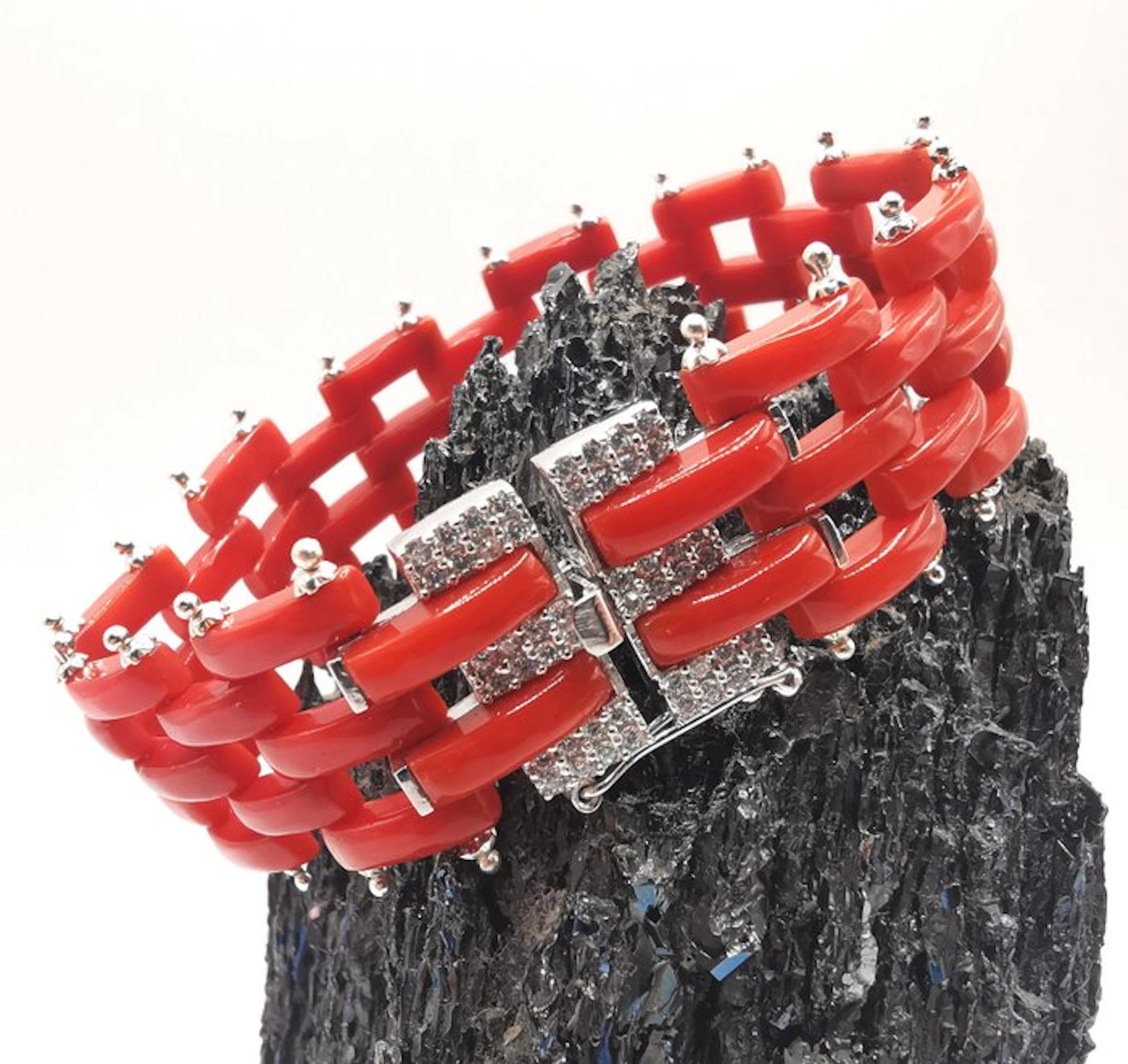 Blood Coral - Silver - Bracelet - handmade